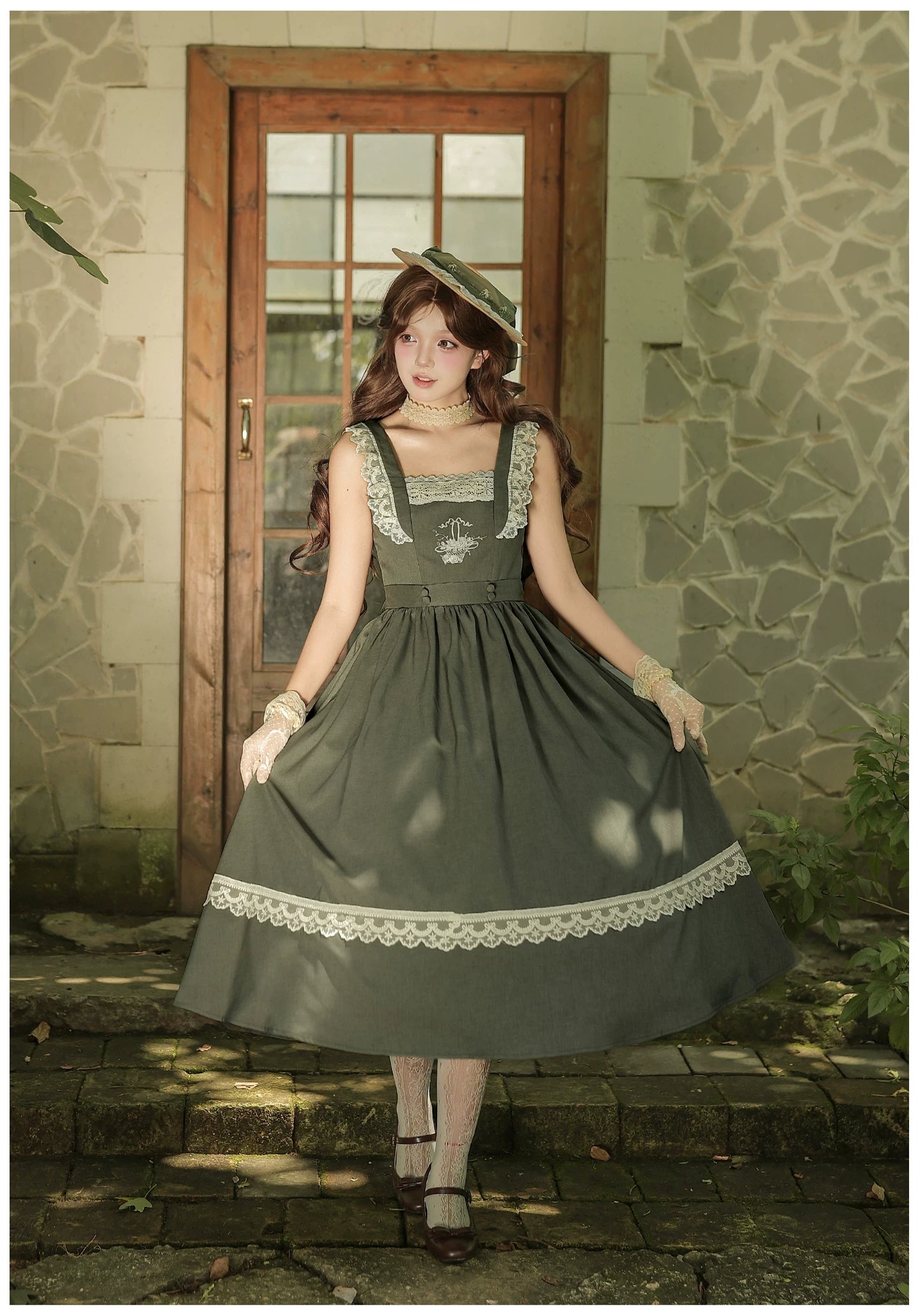 Oak in the Wind - Classic Lolita JSK Dress, Rose Basket Embroidery 45820:863522