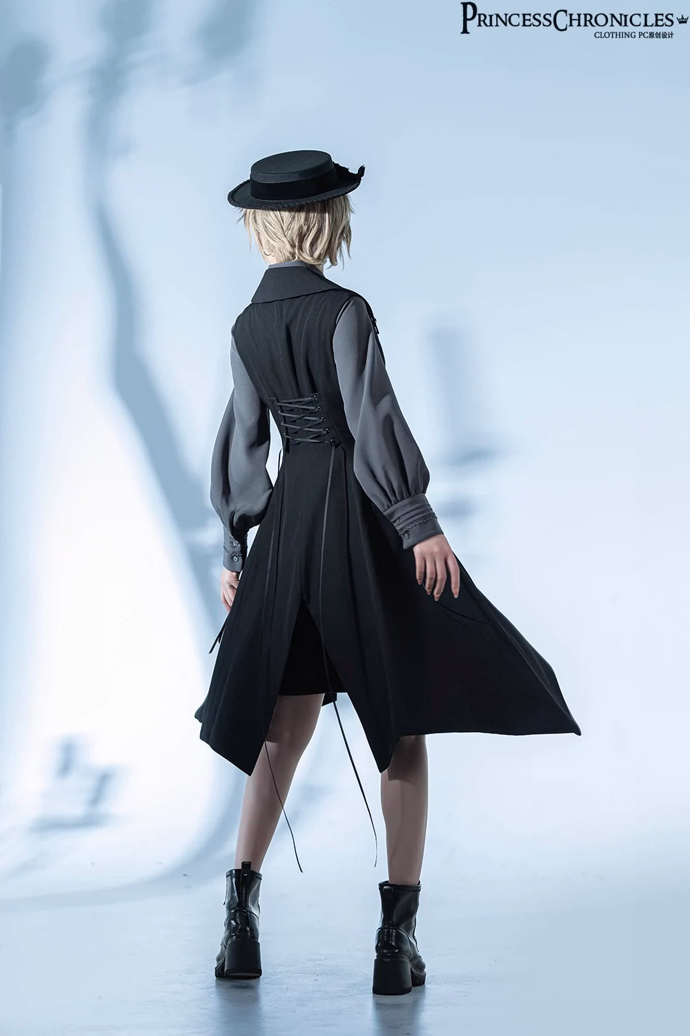 Princess Chronicles - Crimson Ash Zero - Ouji Lolita Vest Handsome Slim Long Black Vest