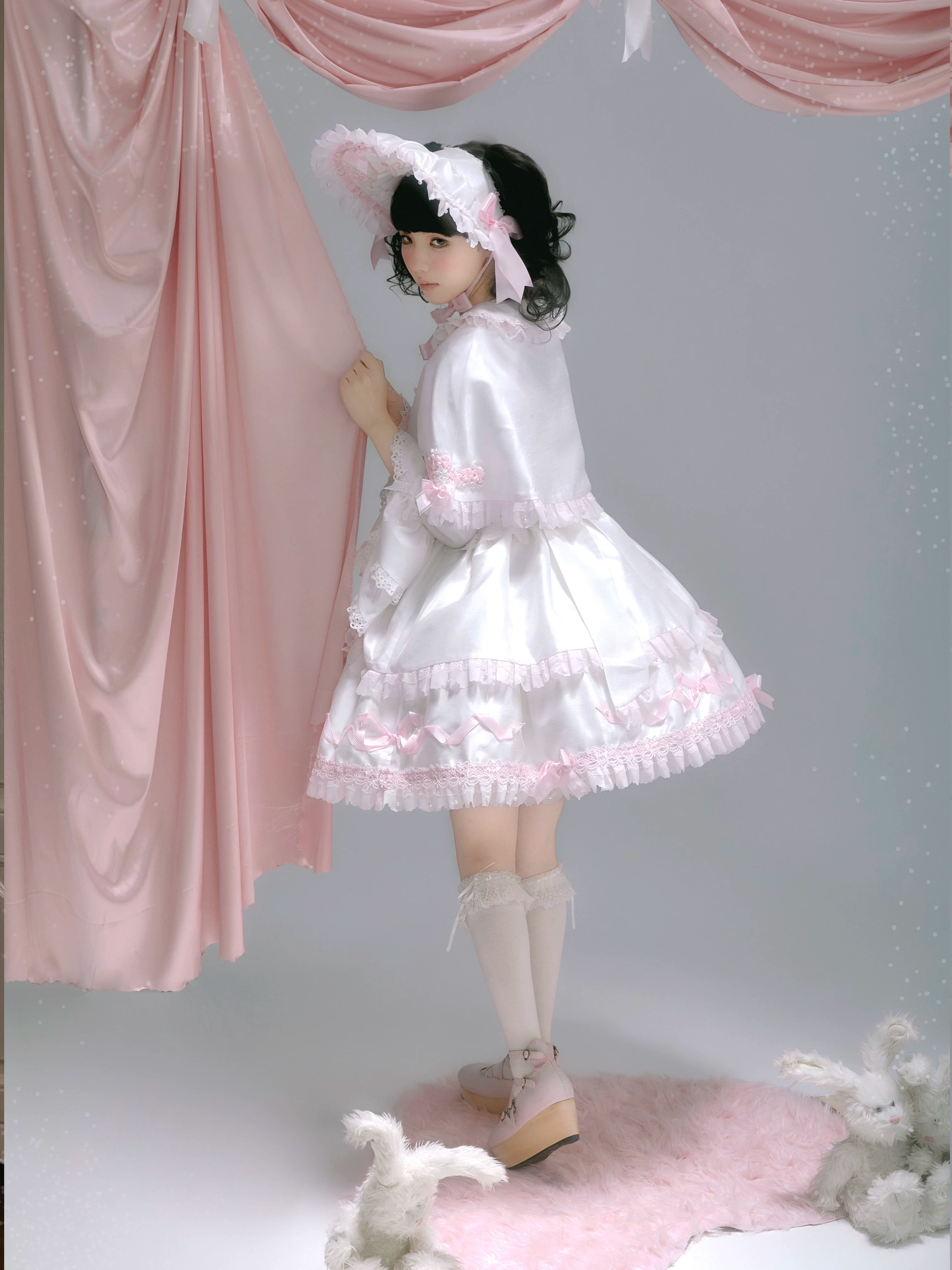 Charlotte Bouquet - Old School Lolita JSK Set, Embroidery & Bows 45093:835353