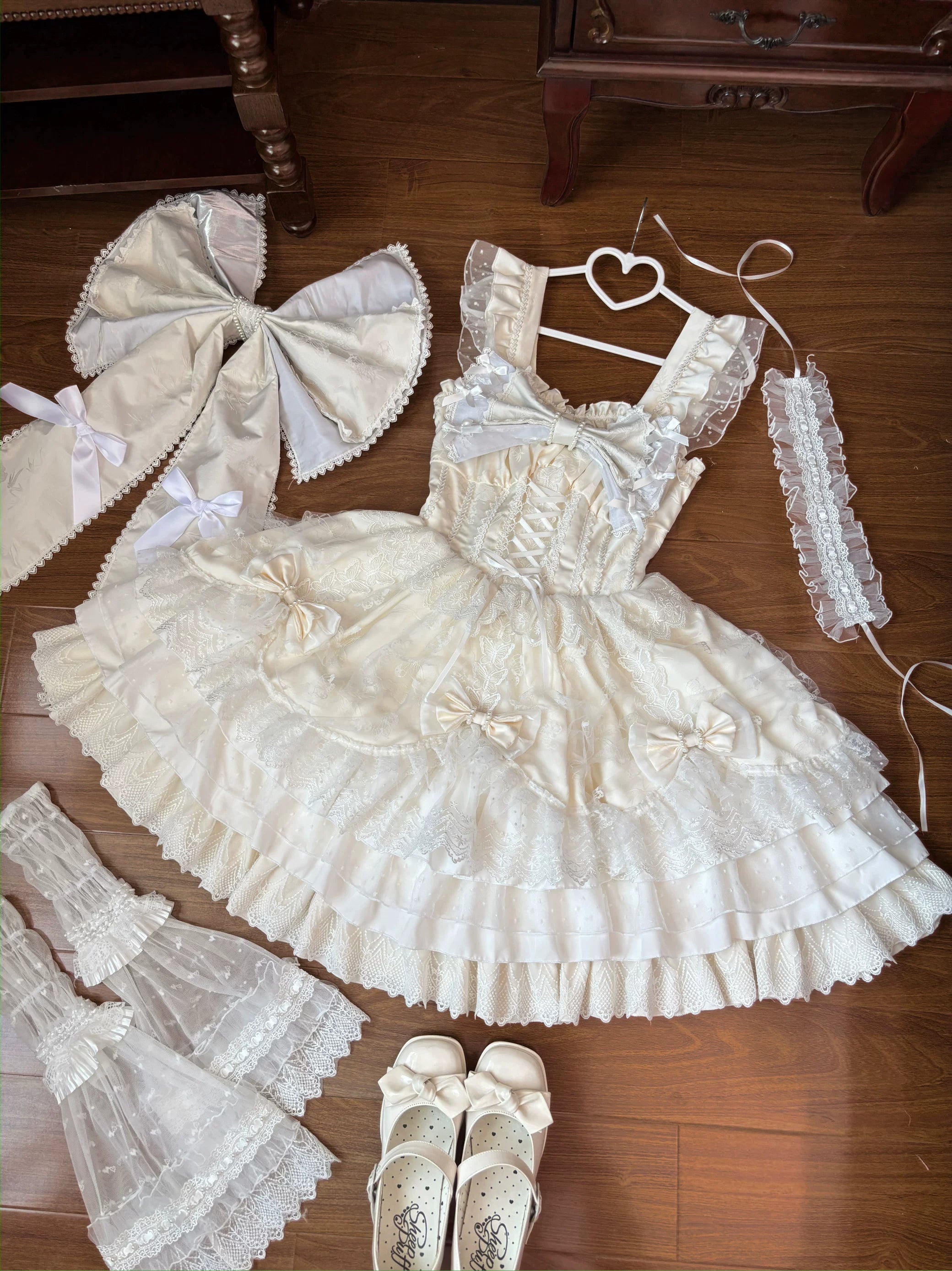 Shaoyun Weiwei - Plus Size Sweet Lolita Corset JSK Dress Set with Bows (2XL 3XL 4XL XL) 45517:851269