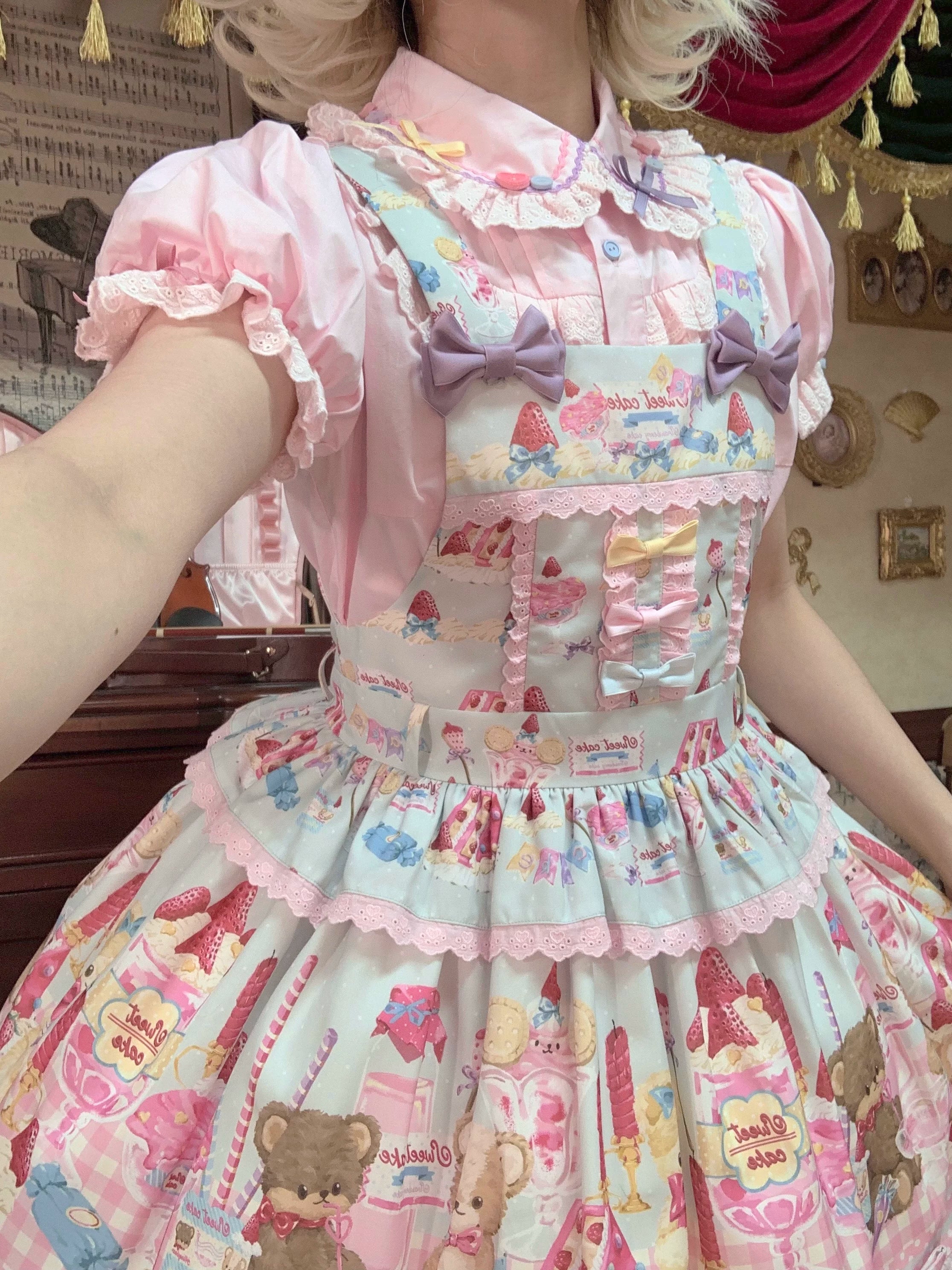 Cute More - Candy Colored Sweet Lolita Blouse, Ruffled Collar