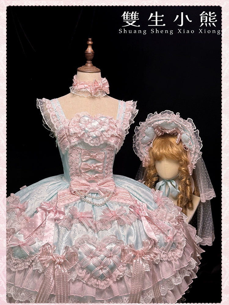 Shuang Sheng Xiao Xiong - Heart of Love - Sweet Lolita Wedding JSK, Bow Details 44306:803184