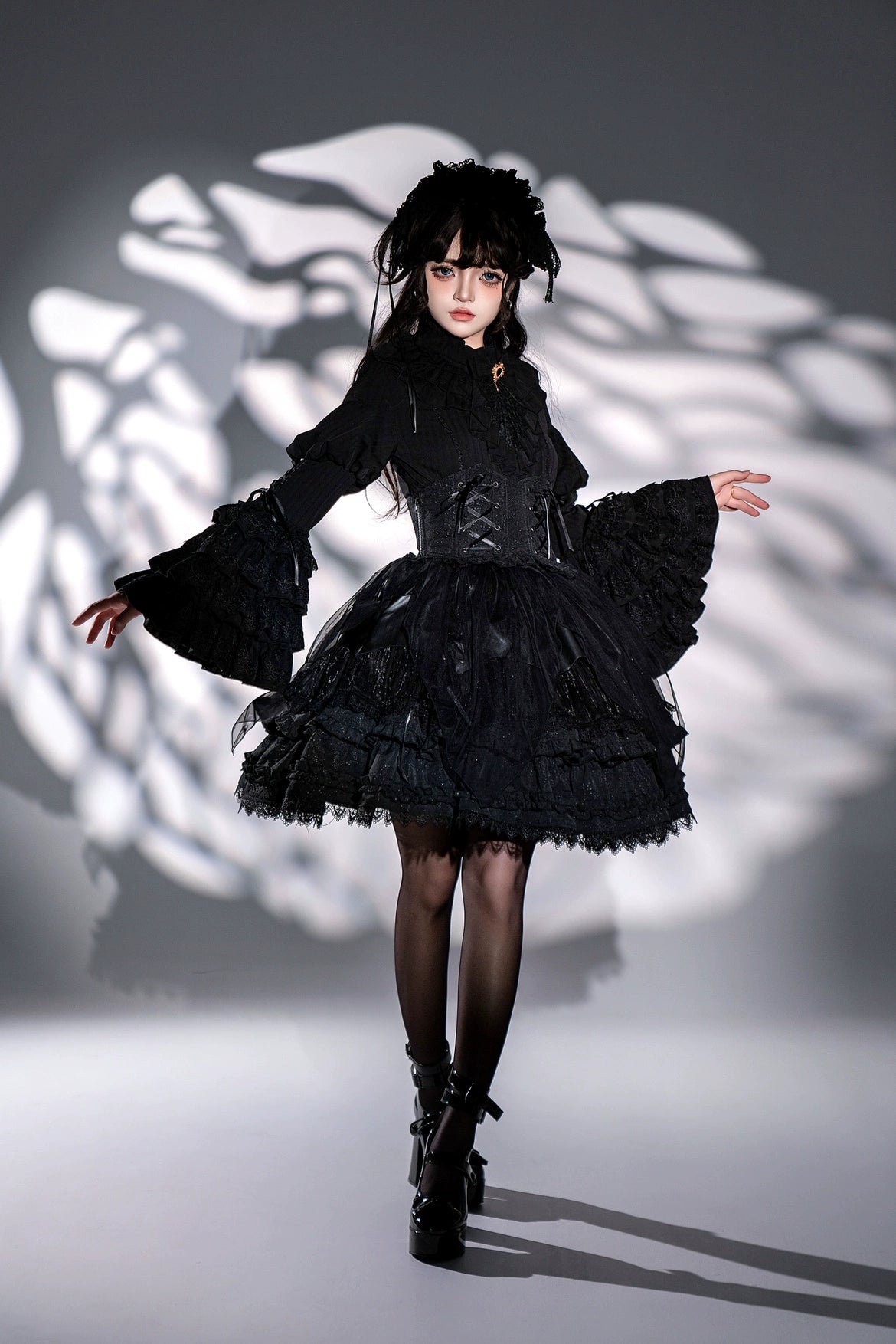 DMFS Lolita - Good and Evil Angel - Gothic Lolita SK Set Retro Princess Sleeve Blouse 41864:716304