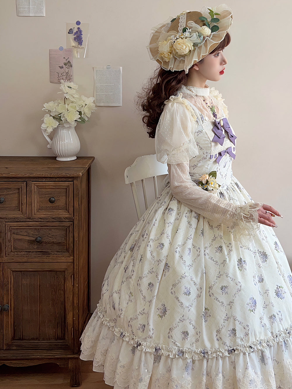 Miss Point~Customized Wood Rose 2.0 Elegant Vintage Jumper Dress 21392:302558