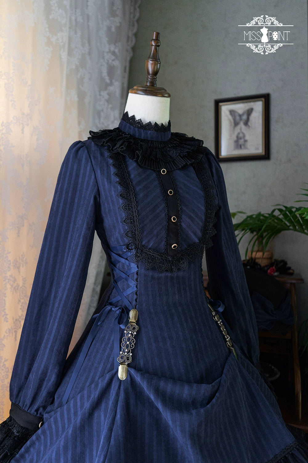 Miss Point - Perintz Manor - Gothic Lolita OP Long Sleeve Retro Lolita Dress 39904:643036