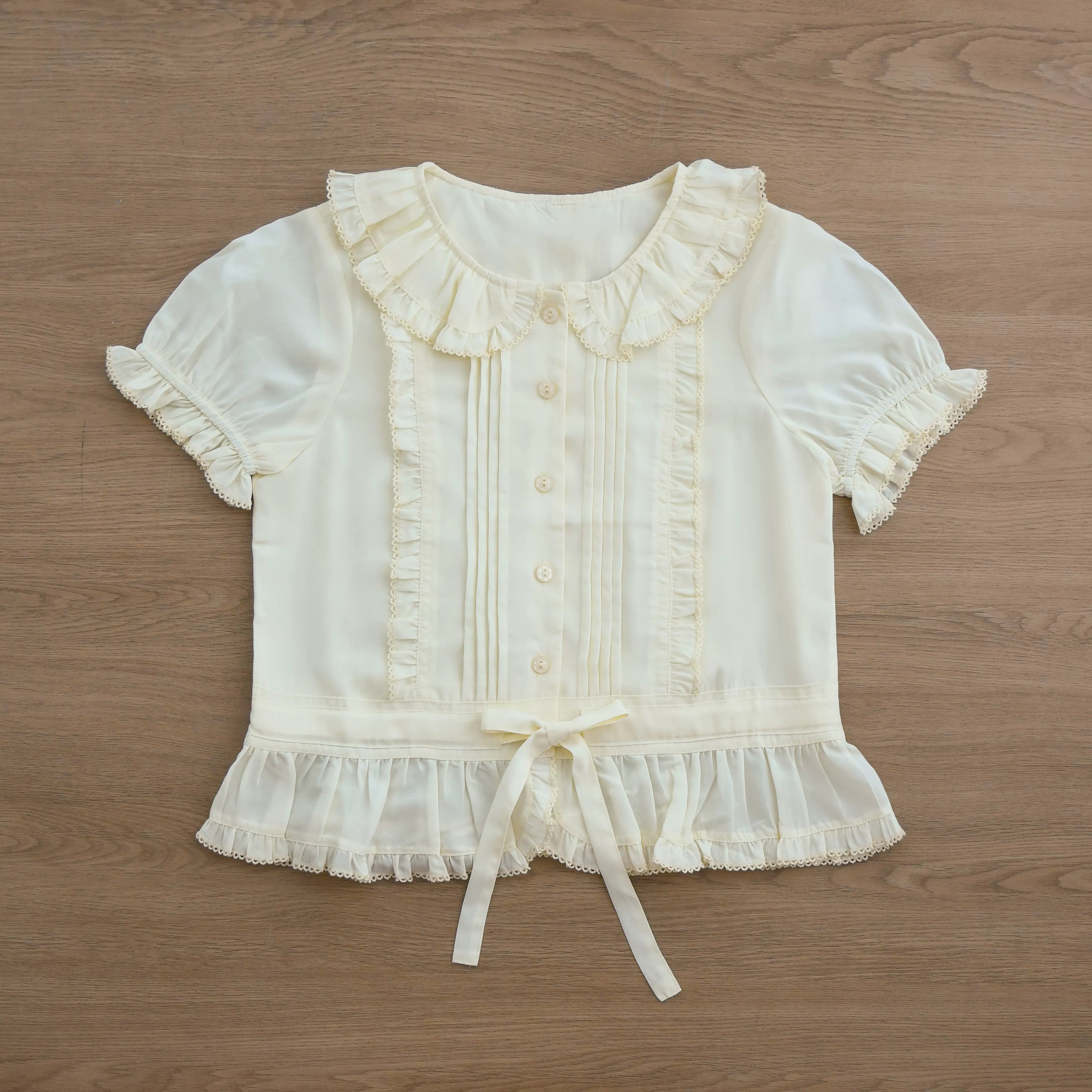 EverSpring - Short Sleeve Sweet Lolita Shirt, Peter Pan Collar (2XL L M S XL) 44735:820635