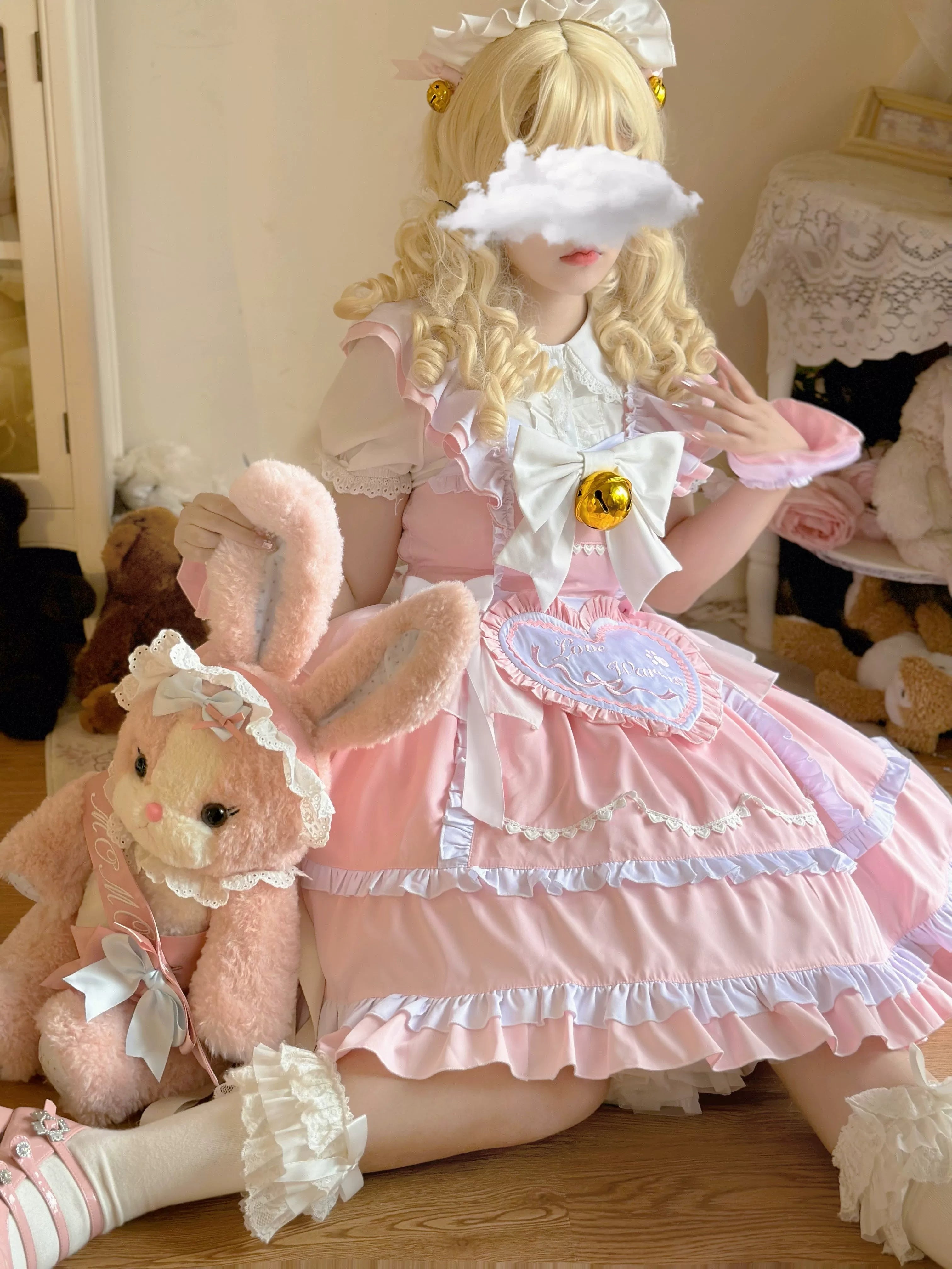 Sweetheart Chef - Sweet Lolita JSK Dress, Bell & Detachable Heart-shaped Apron