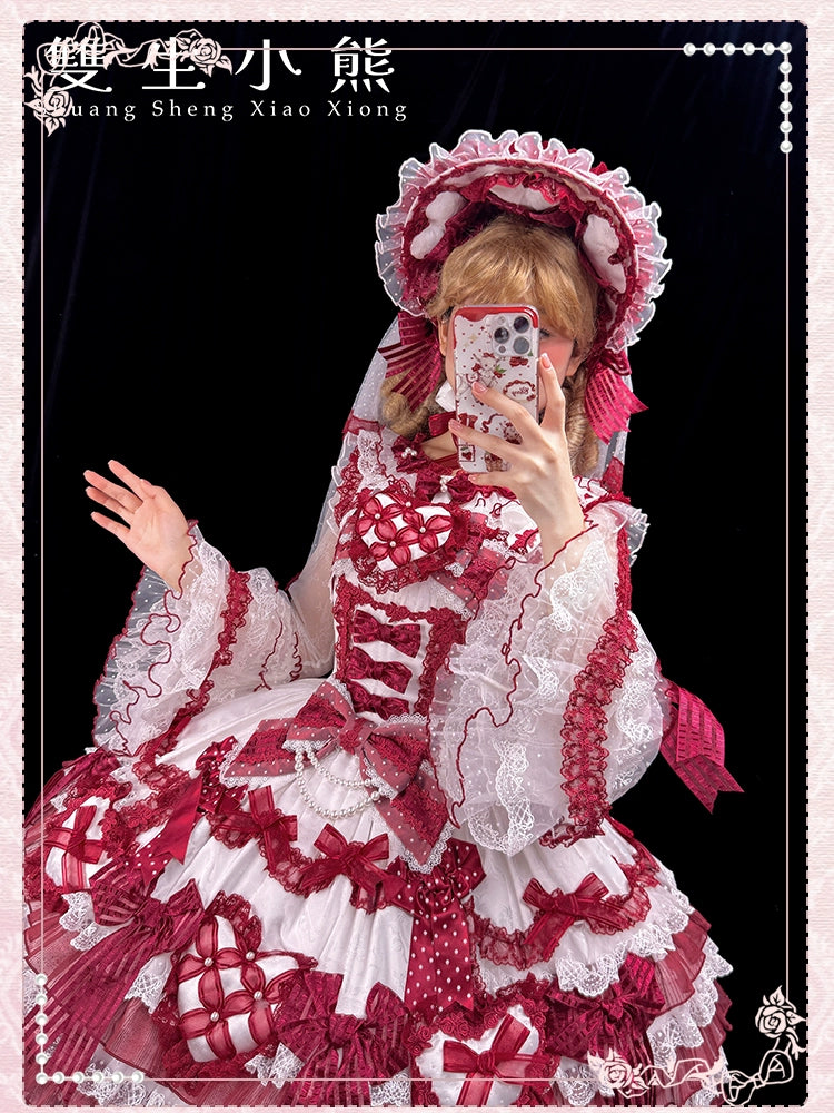 Shuang Sheng Xiao Xiong - Heart of Love - Sweet Lolita Wedding JSK, Bow Details 44306:803124