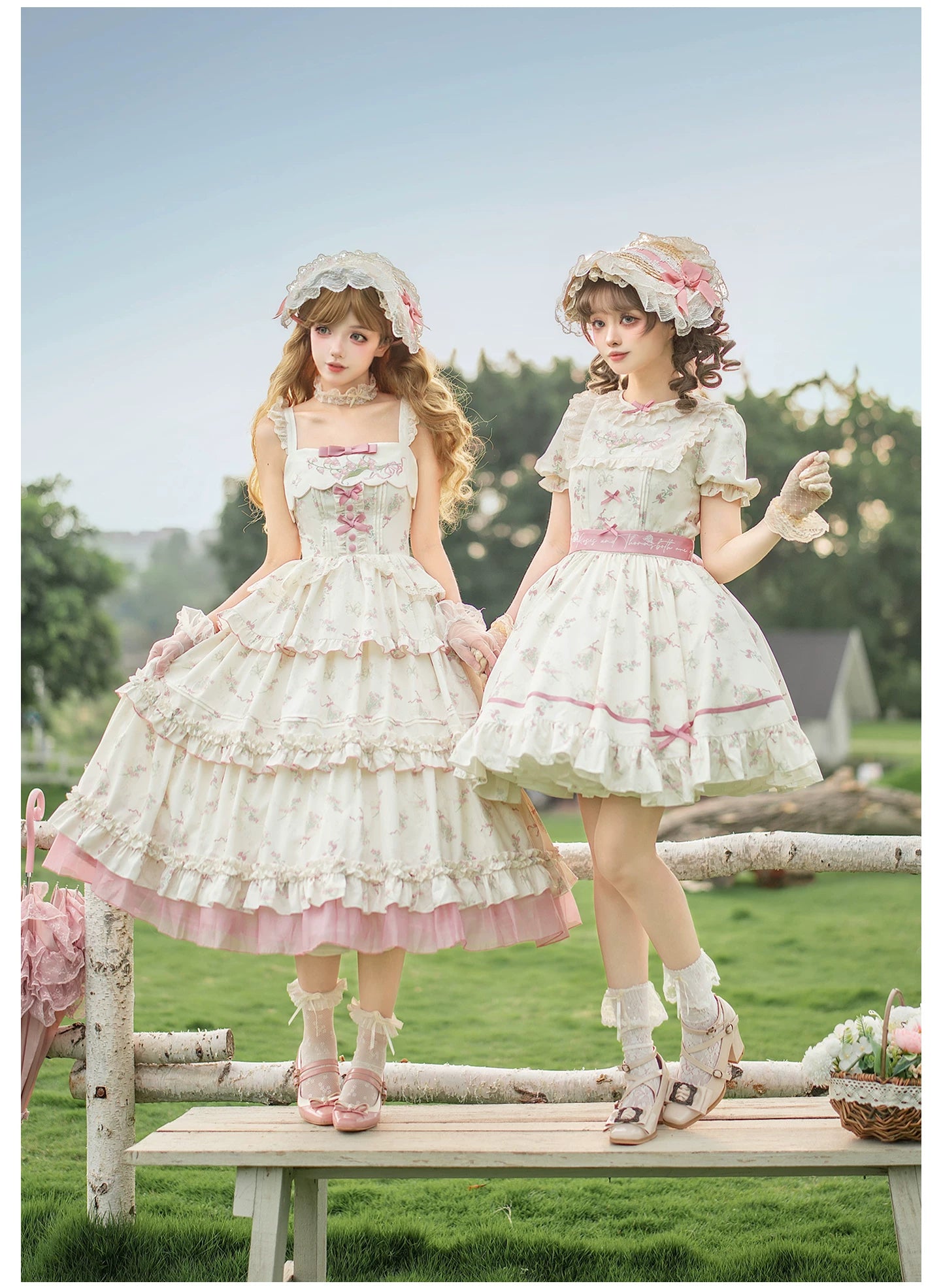 Fragrant Reminiscence - Classic Lolita Embroidered Collar Dress, Bellflower Print