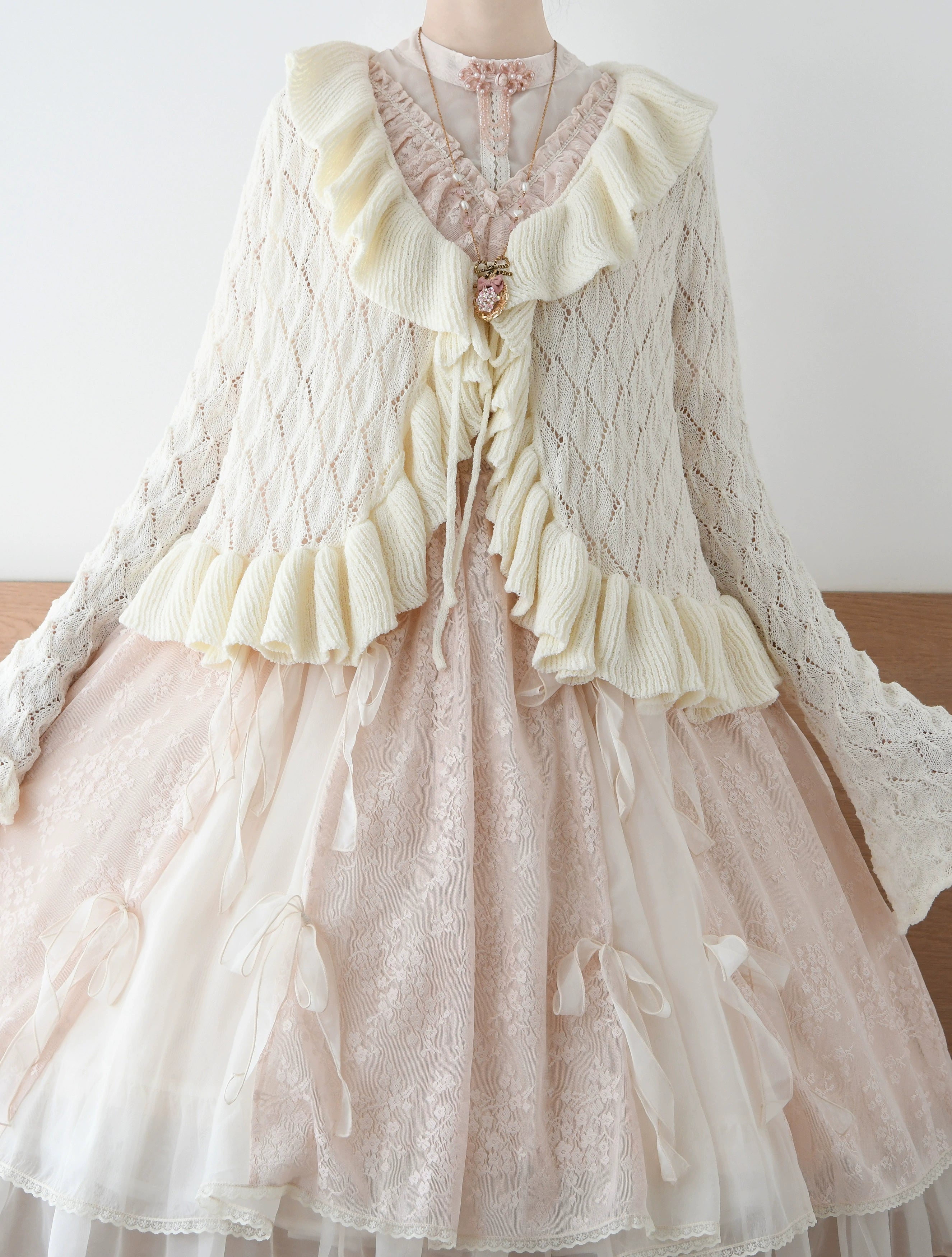 Sunset Bouquet - Elegant Lolita Cardigan, Flounce Hem