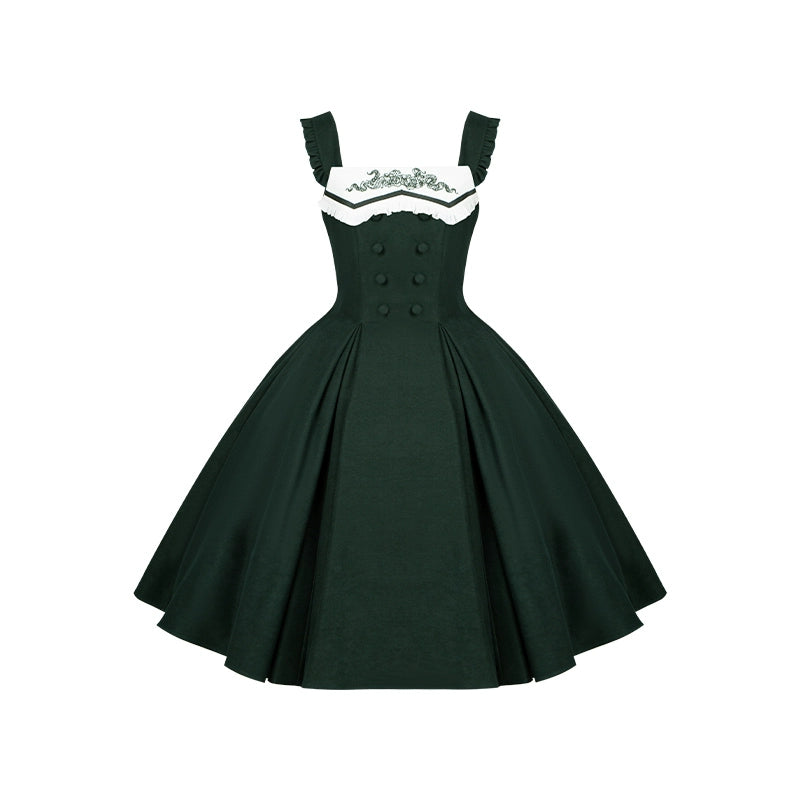 With PUJI - Letter and Poetry · Abyss Clinic - Gothic Lolita Green Dress Set 43929:789729