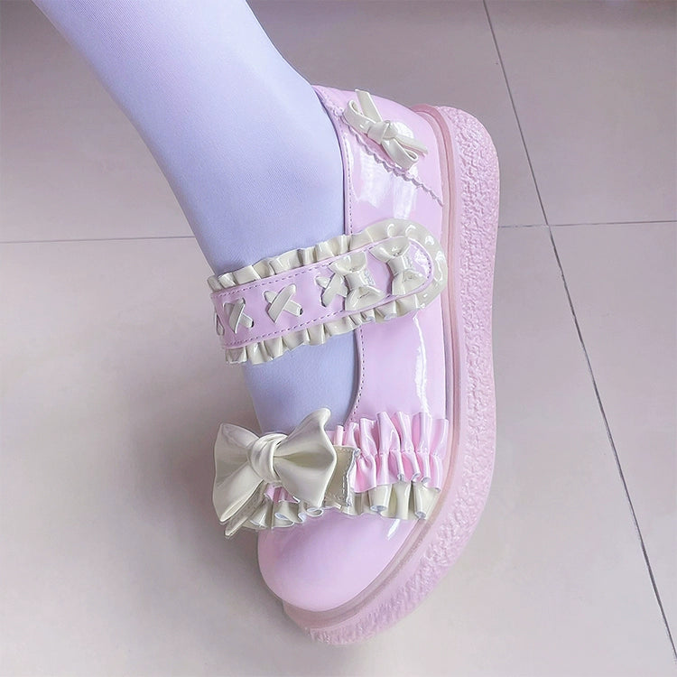 Fairy Godmother~Cute Lolita Shoes Bow Candy-Colored Lolita Flat Shoes 32696:408552