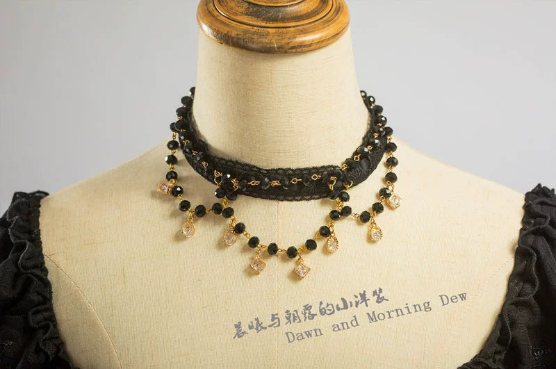 Dawn and Morning - Classic Lolita Accessories Elegant Lolita Headdress Choker only Black