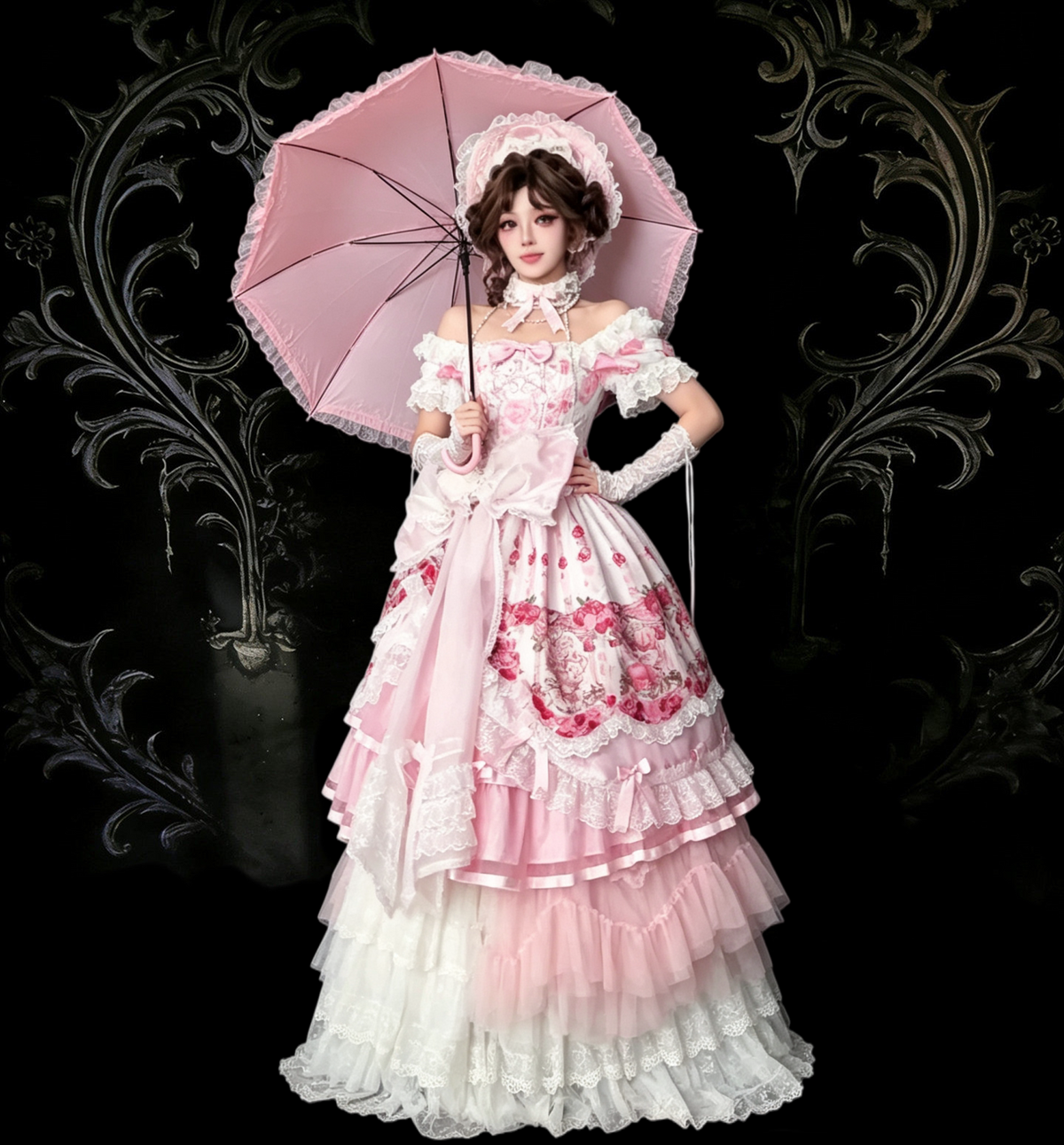 Wedding Lolita Long Volume Underskirt, Layered Ruffles 46117:875468