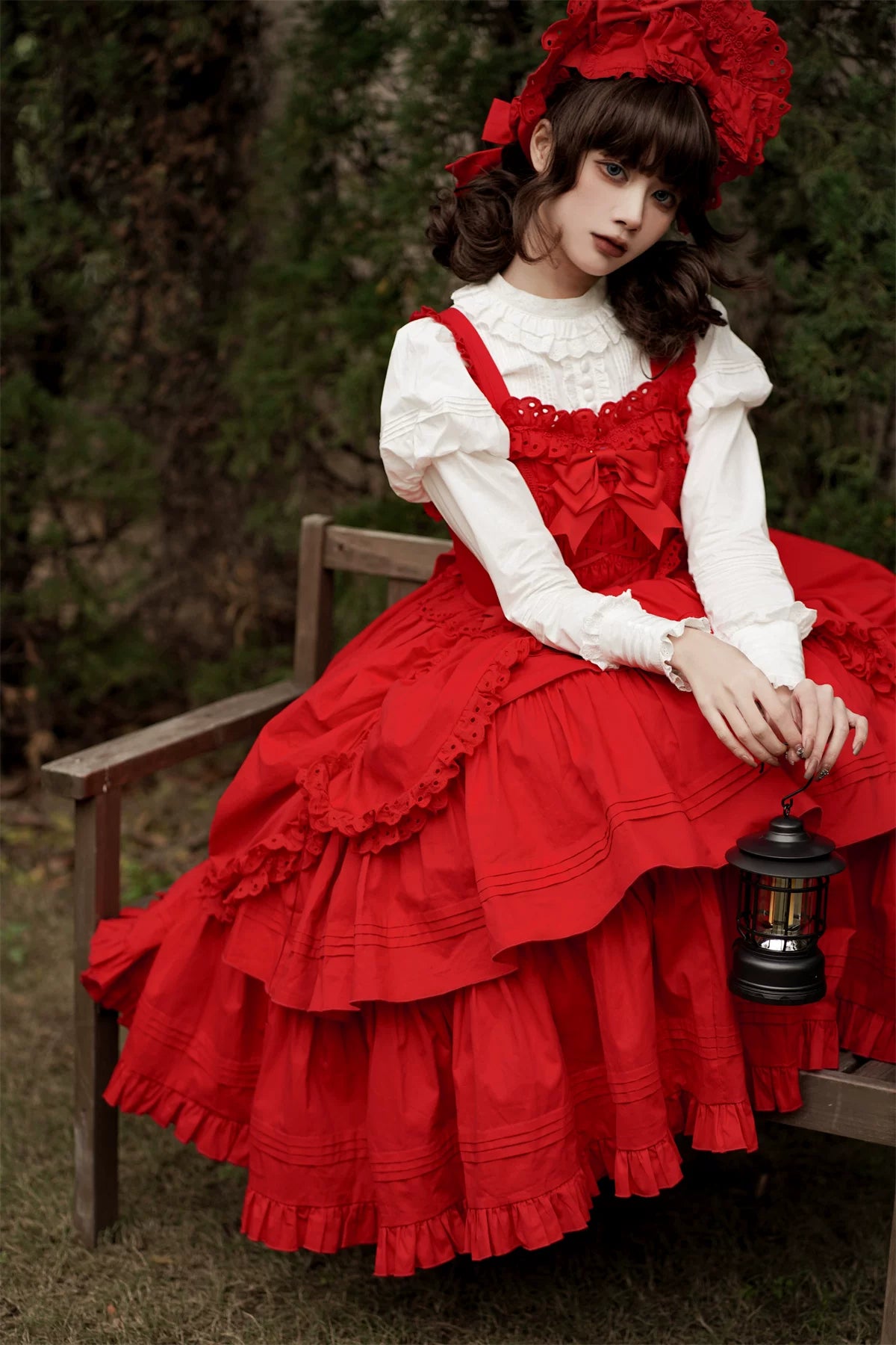 Cotton Gothic Lolita Long JSK, Drawn-up Hem 45213:841003