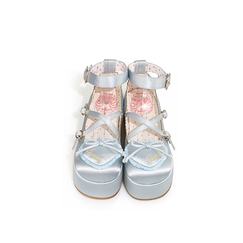 MODO - Deep Sleep Dream - Kawaii Lolita Shoes Muffin Platform Round Toe 34 blue