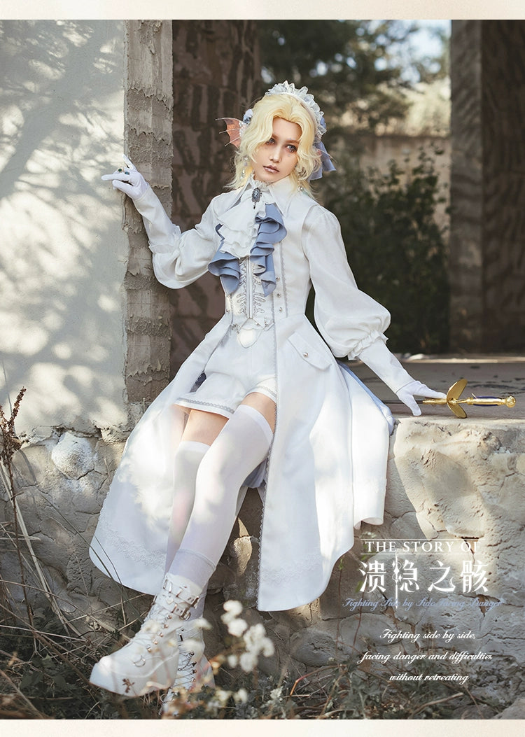 Forest Fluorescent Carps - Crumbling Skeleton - Ouji Lolita Vest Fishbone Embroidery Prince Pants Suits