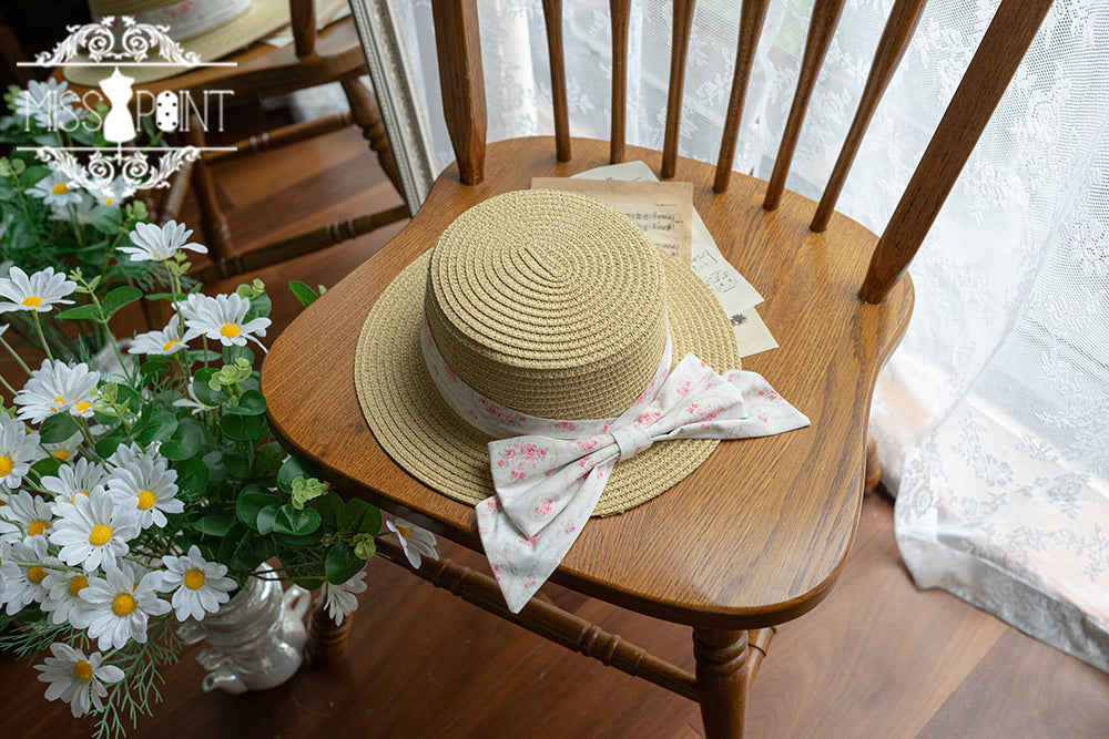 Miss Point - Happy Summer Cute Lolita Hairdband Straw Hat pink mirror straw hat