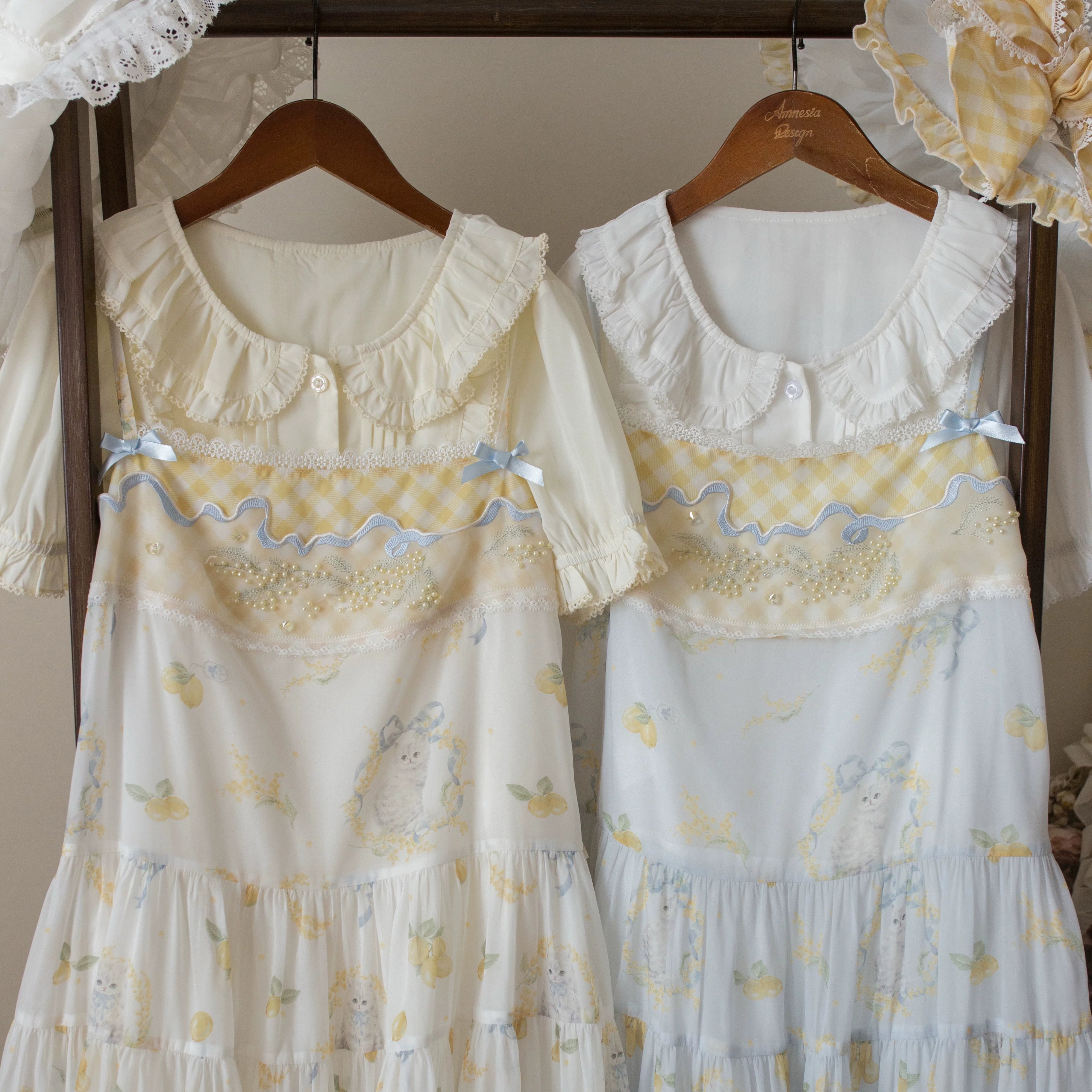 EverSpring - Short Sleeve Sweet Lolita Shirt, Peter Pan Collar 44735:820622