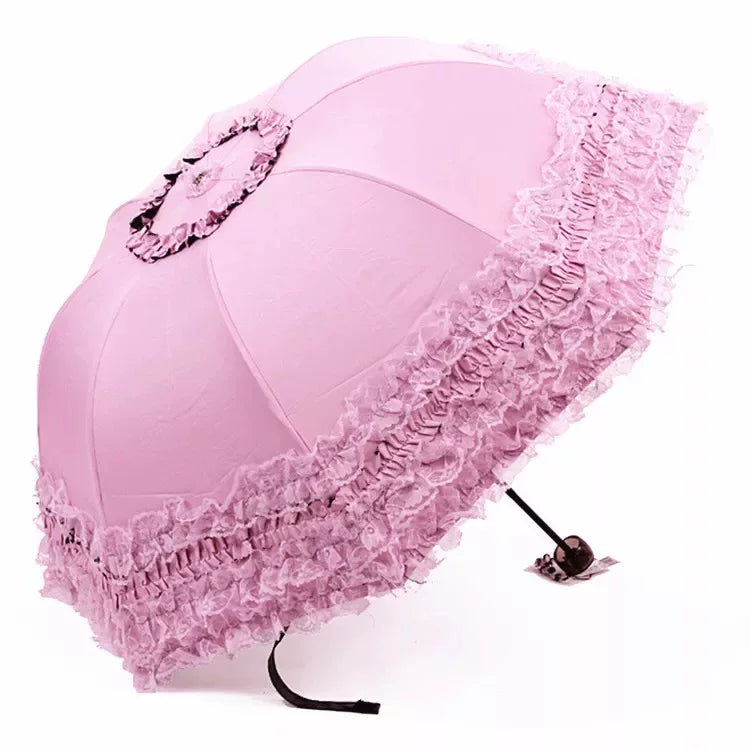 Foldable Lolita Parasol, Floral and Embroidery Detail 45591:855744