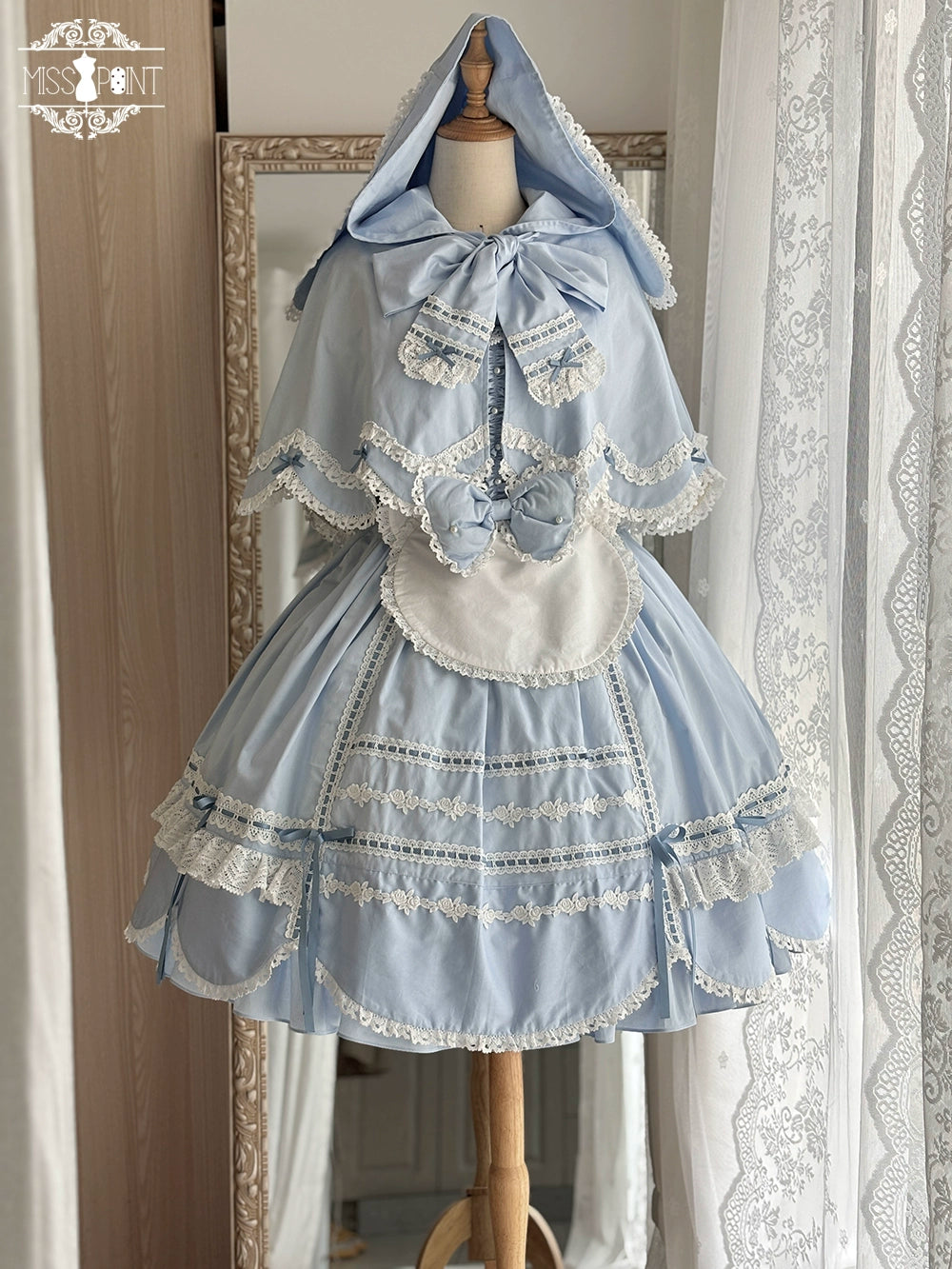Vintage Petal Rabbit - Pure Cotton Kawaii Lolita Cape With Rabbit Ear Hood 43138:767065