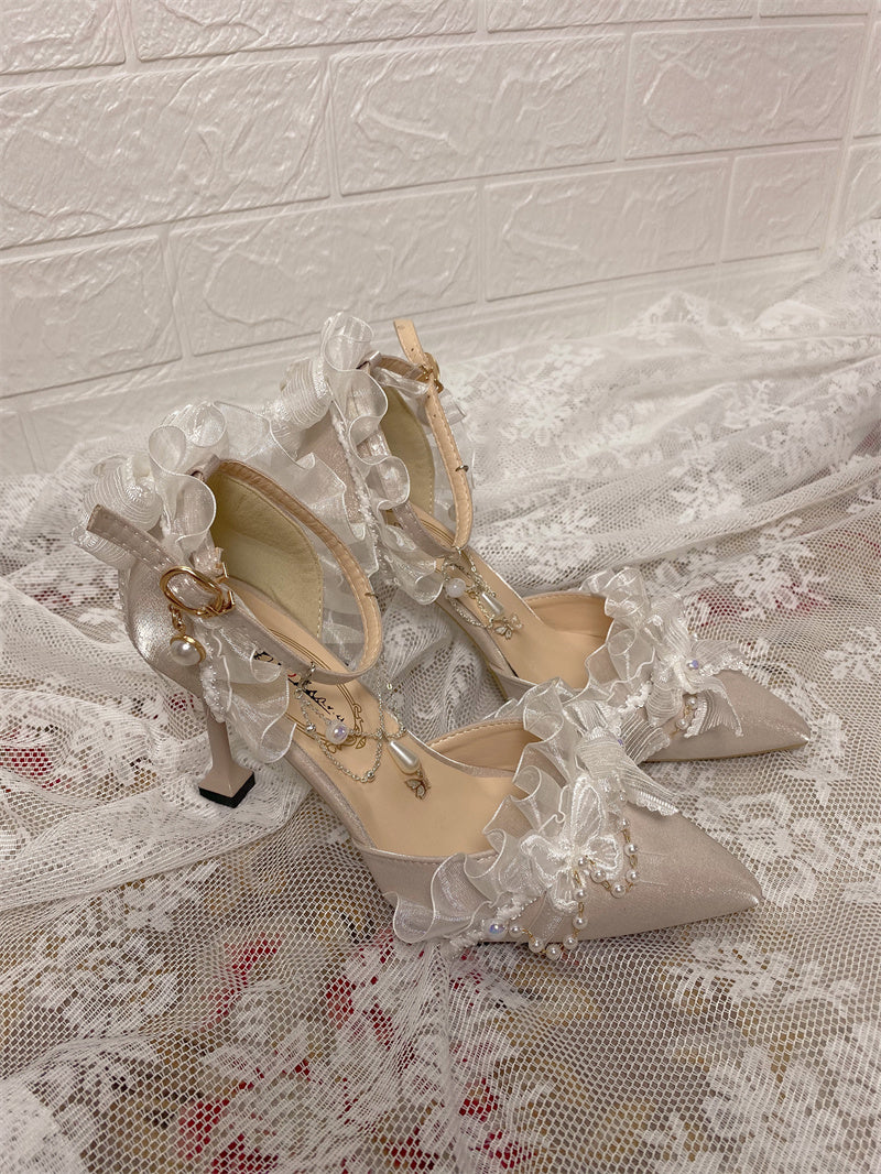 Ximeng Lolita~Deep Sea Hospital~Plus Size Wedding Lolita Bridal Shoes Customized Heels 42696:749752