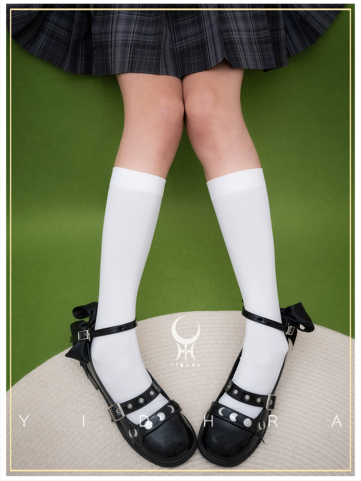 Yidhra~Daily Lolita Socks Mid-tube Solid Color 120D Velvet JK Socks Free size A pair of black socks 