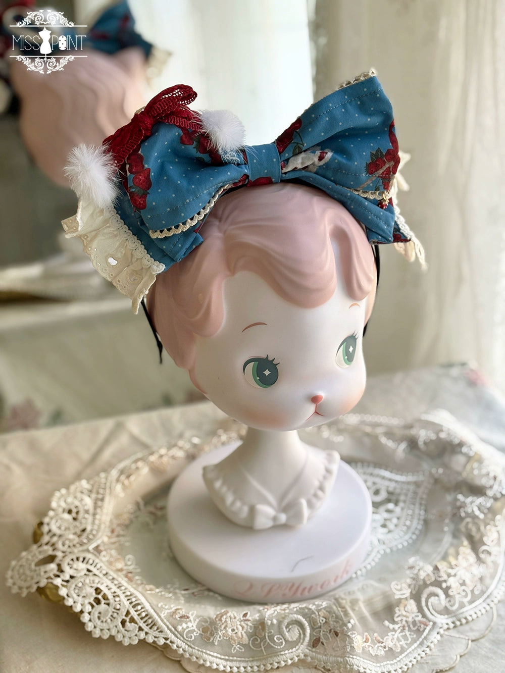Miss Point - Forest Berry Bunny - Classic Lolita Accessory Cute Rabbit BNT KC and Brooch Blue Aluminum Wire Large KC Only