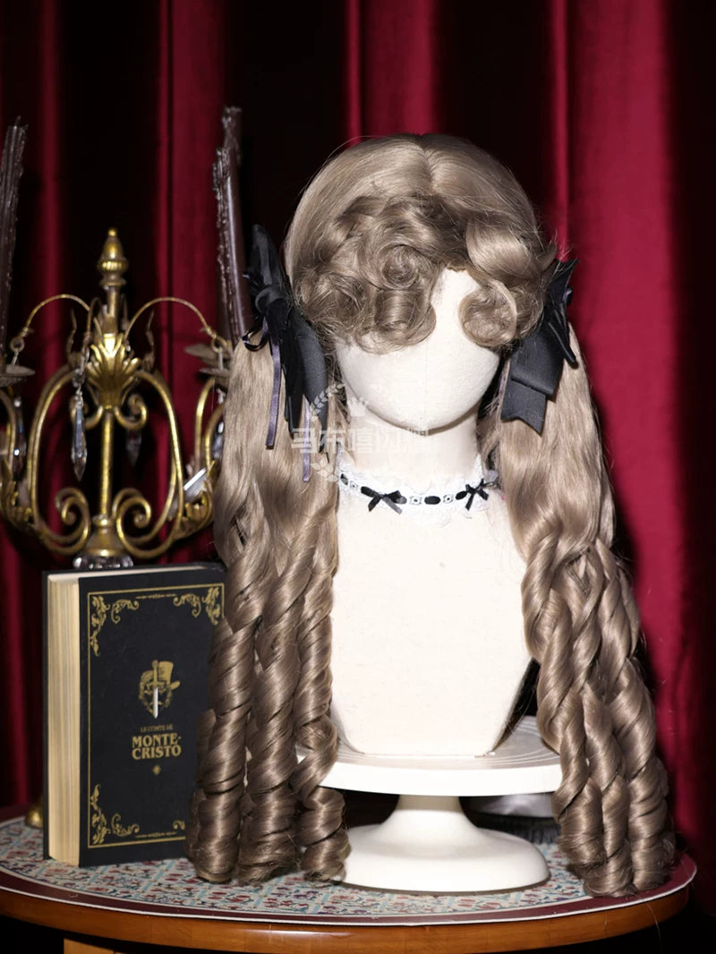 Retro Lolita Roman Roll Wig, Detachable Ponytails