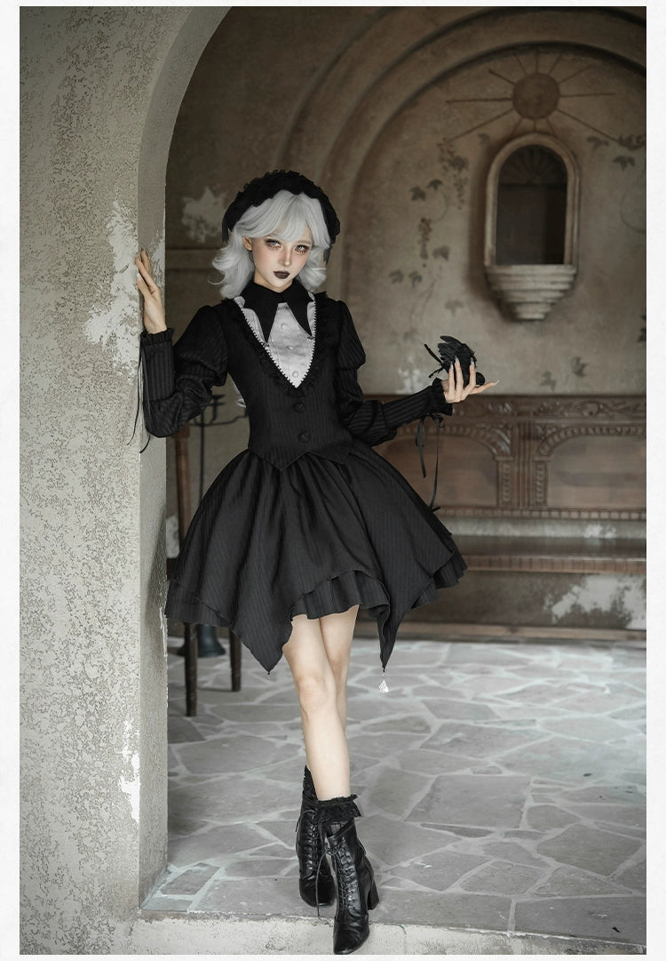 With PUJI - Night Talk - Gothic Lolita Skirt Dress Set, Batwing-shaped Accents 44188:797692