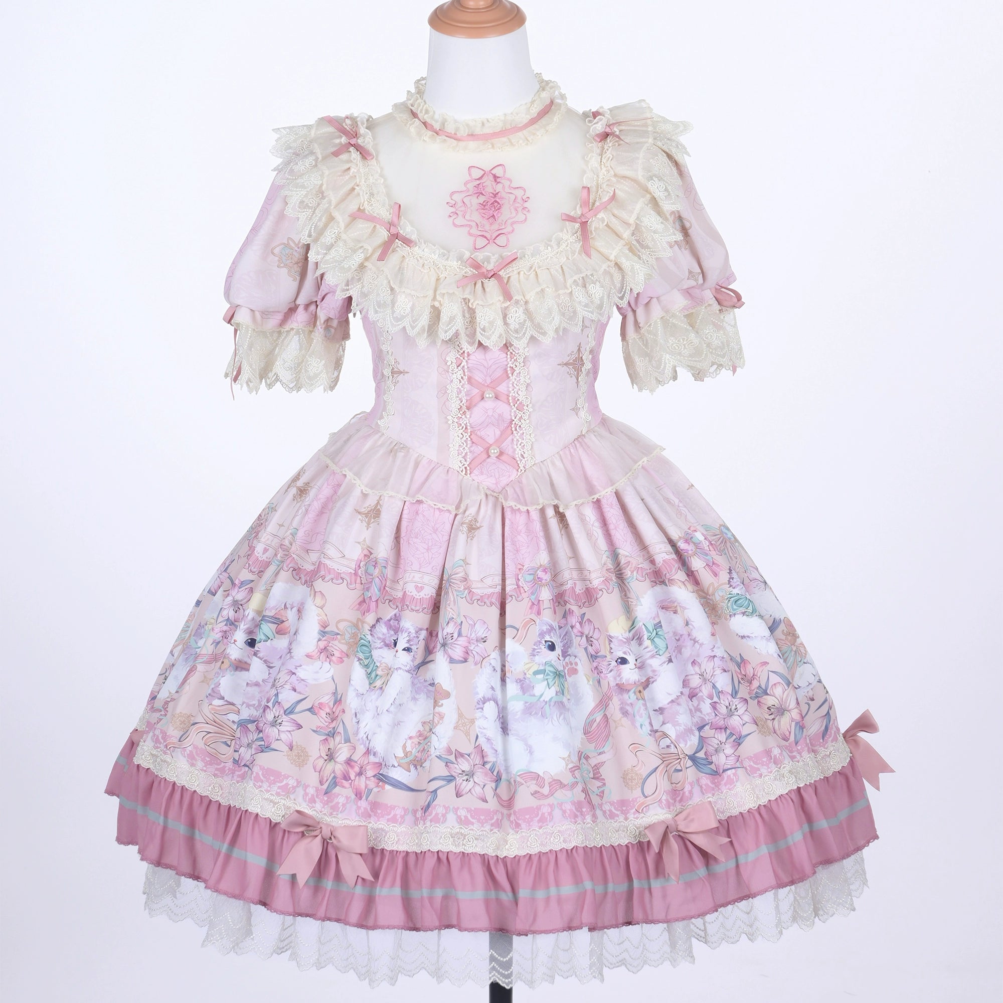 Bolero~Liliana Cat~Sweet Lolita Gorgeous OP Dress with Soft Lace & Organza (L M S XL XS) 42986:760518