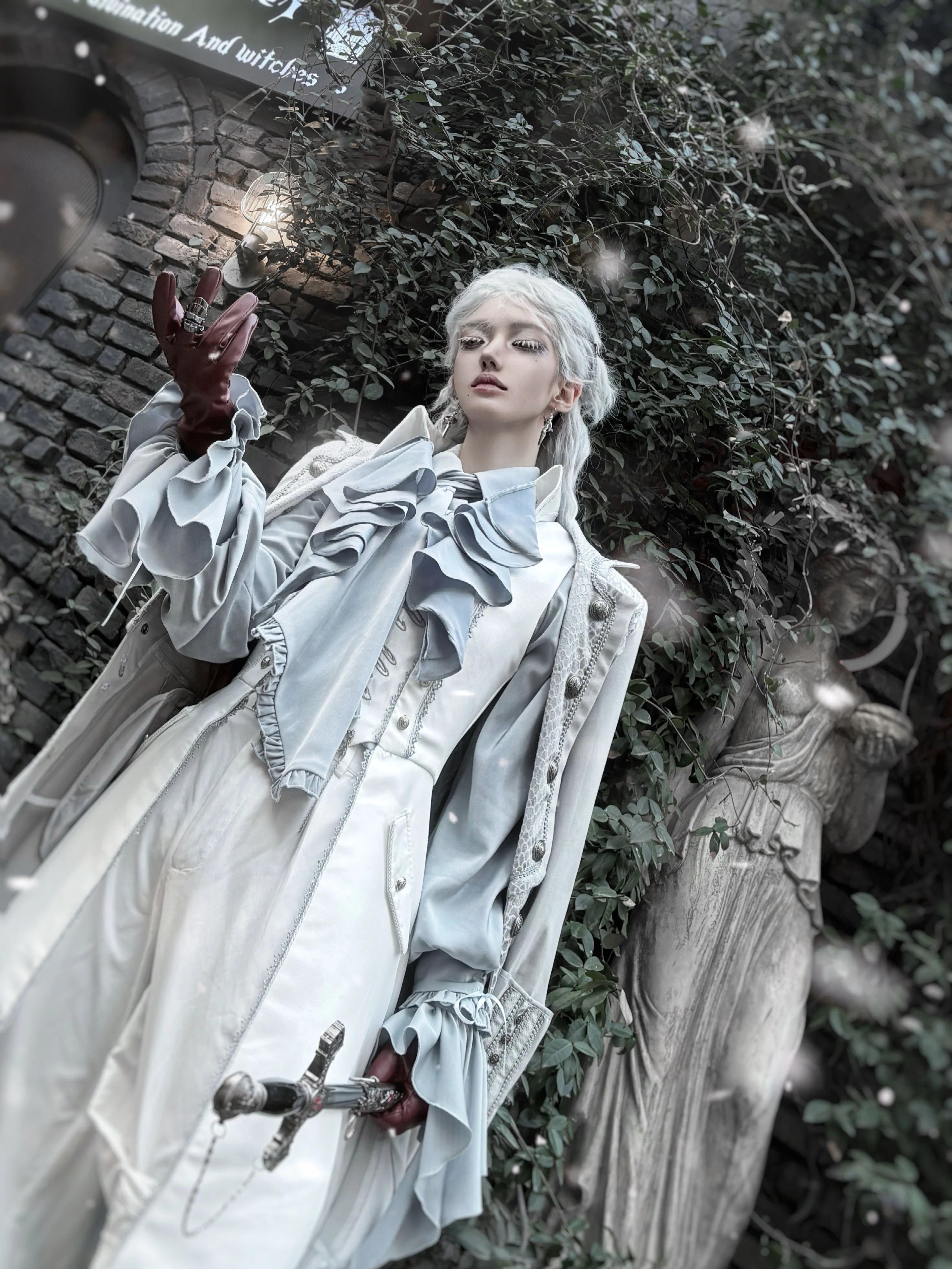 Moon Knight - Ouji Lolita Lantern Sleeve Blouse, Detachable Cuffs