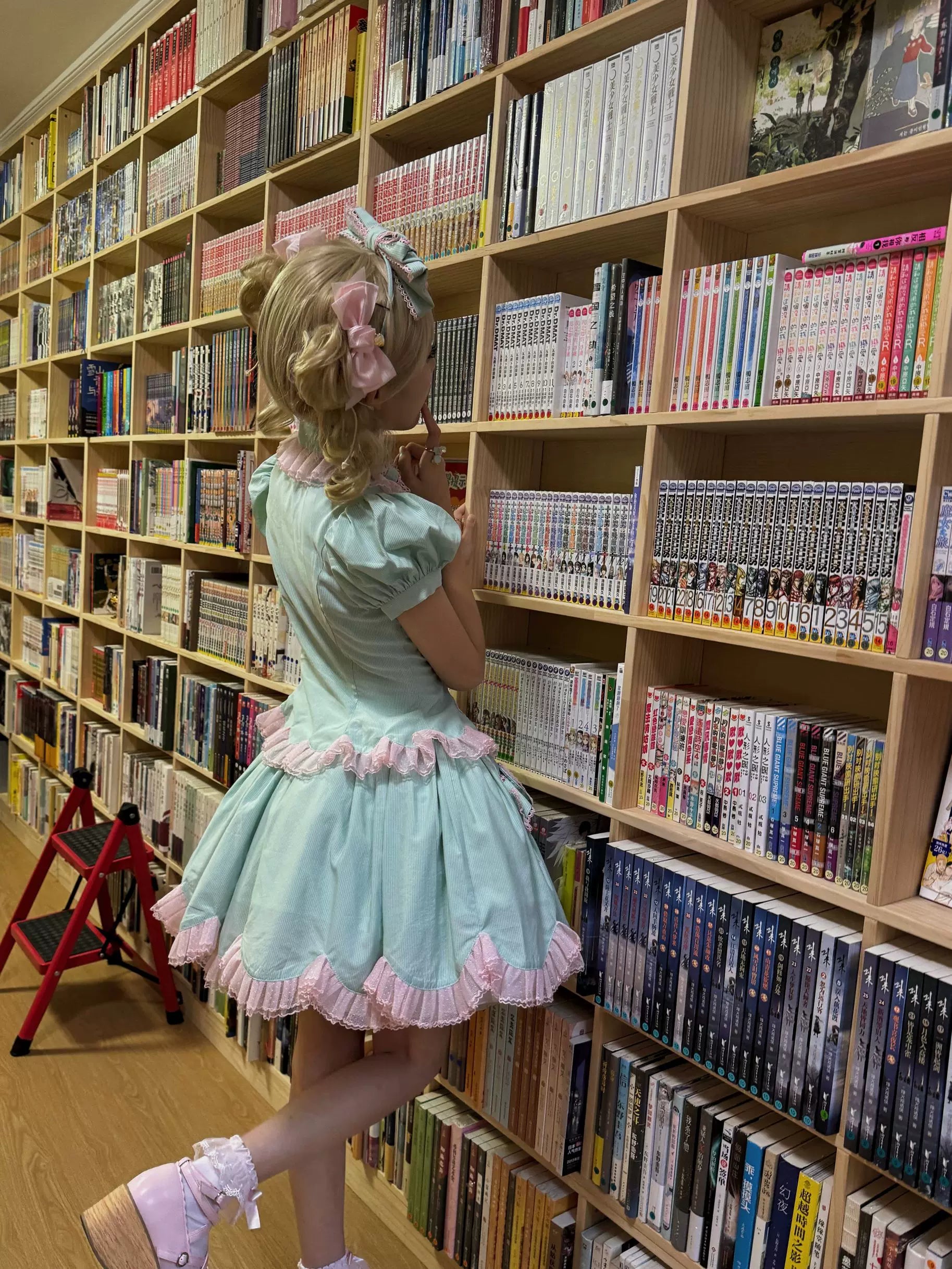 Summer Soda - Old School Lolita Mint Green SK Suit, Petal Hem & Bow