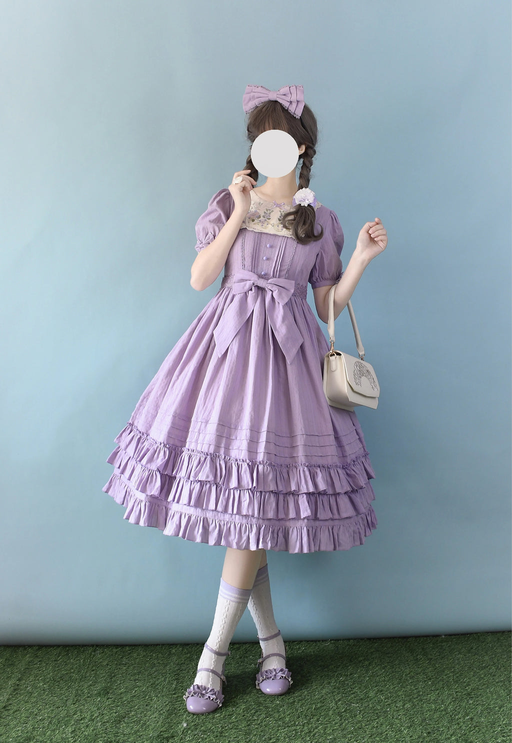 Brown Christmas Gift Print Long Sleeve Sweet Lolita OP Dress
