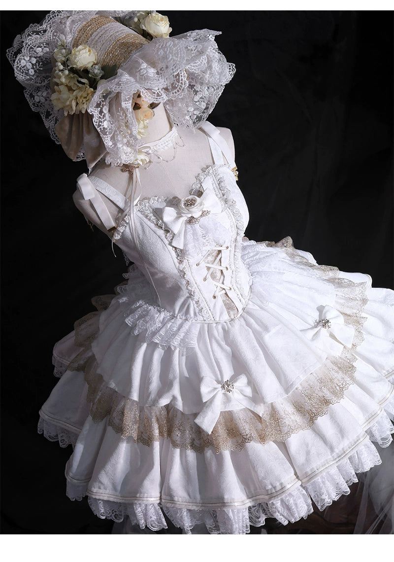 Forest Fluorescent Carps - Black Lady - Gothic Lolita JSK Dress Set
