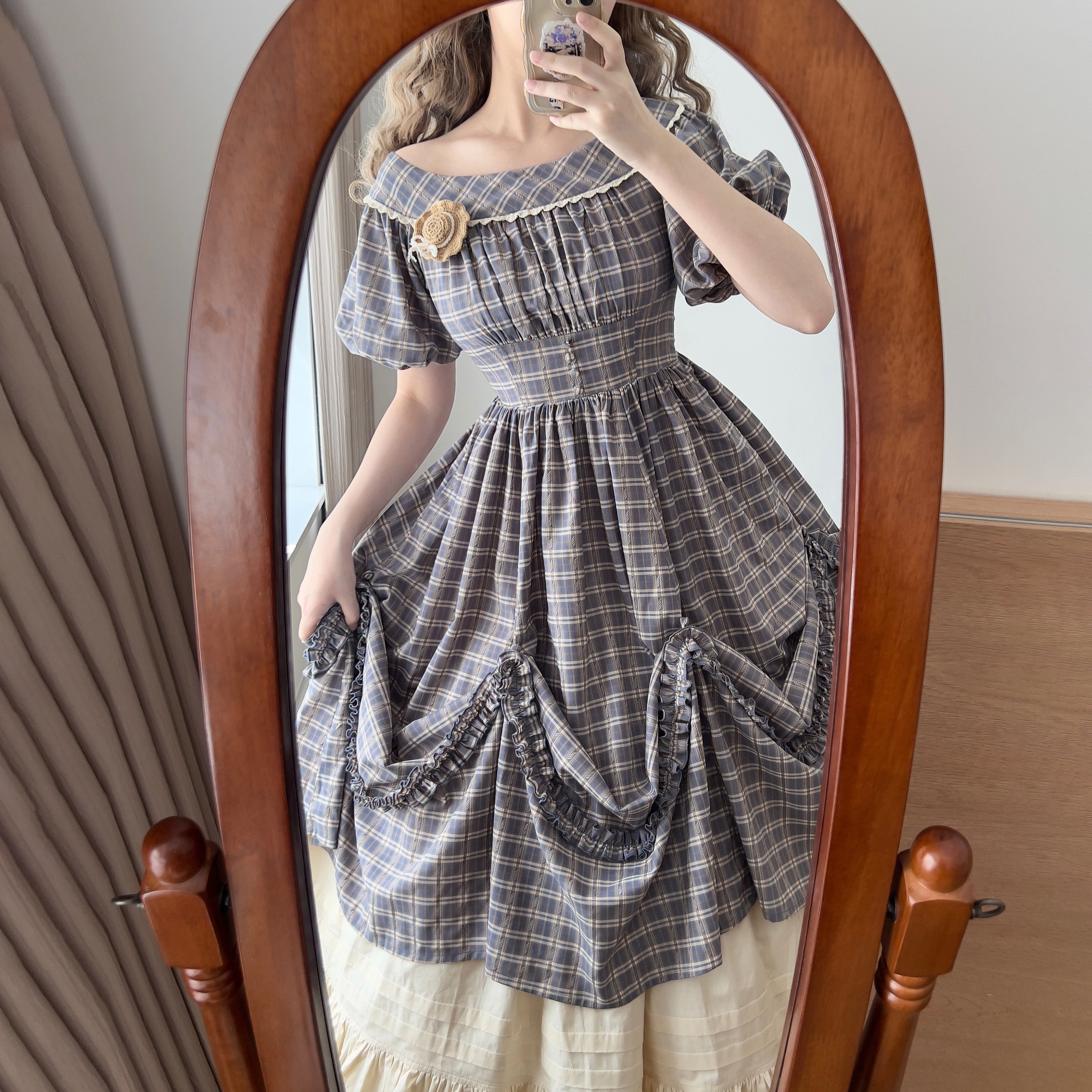 Forest Wardrobe~Forest Picnic~Classic Lolita OP Dress with Off-Shoulder and Lifting Hem 42756:752065