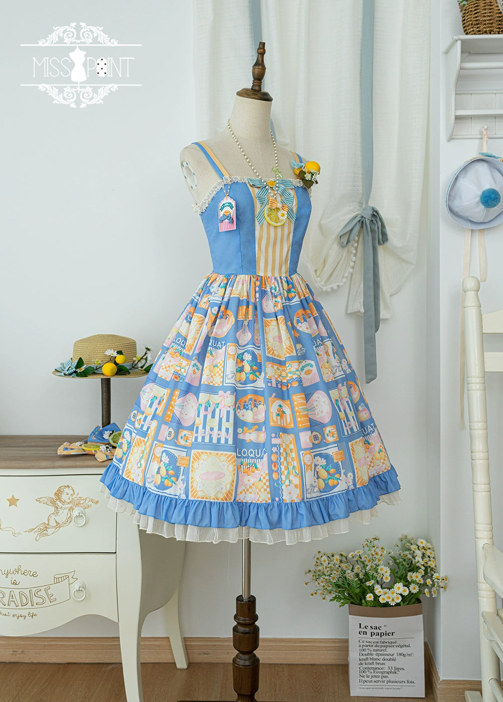 Miss Point~Daisy Lemon~Daily Lolita Lemon Print JSK Customized 21502:310620