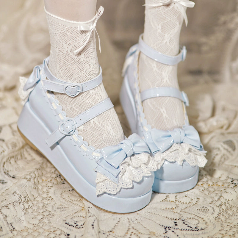 Jiujiu Lolita - Milky Puff - Sweet Lolita Heels Shoes, Round Toe With Petite Wedge 43858:787869
