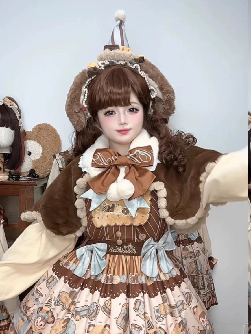 Star Fantasy - Cookie - Winter Plush Lolita Cape, Headdress