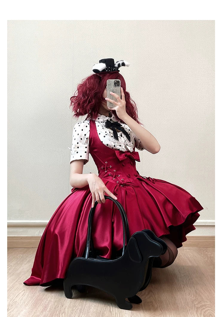 Dalmatian - Gothic Lolita Bust-supporting JSK Dress, High-low Hem 45605:854972