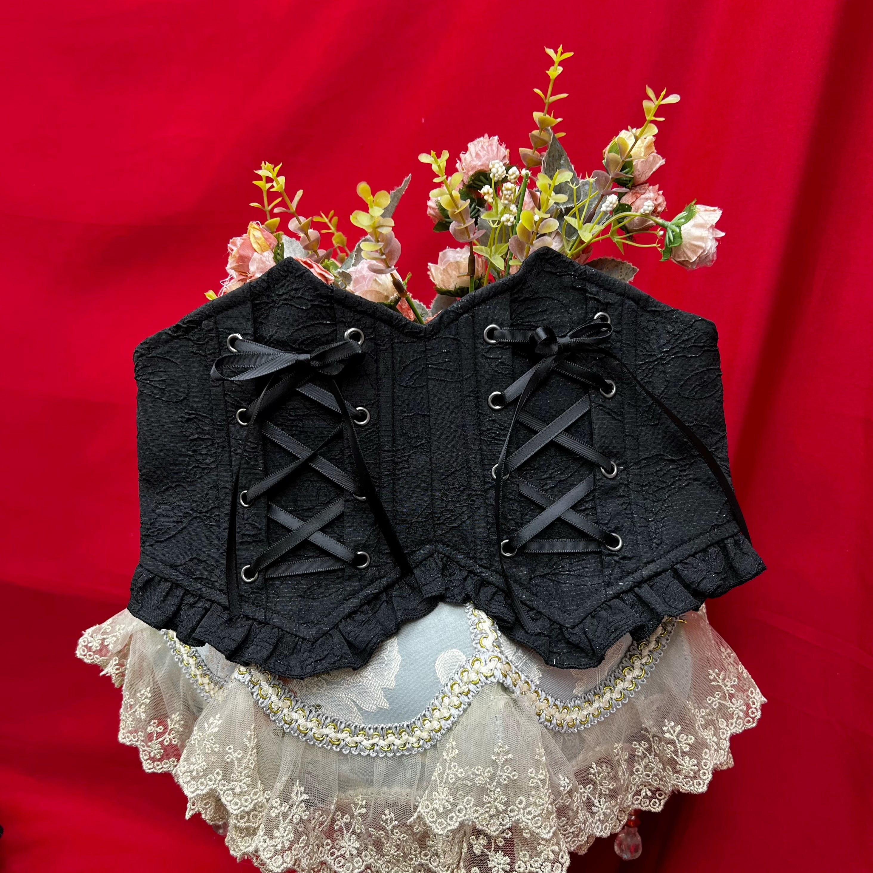 DMFS Lolita - Good and Evil Angel - Gothic Lolita SK Set Retro Princess Sleeve Blouse (2XL L M S XL) 41864:716312