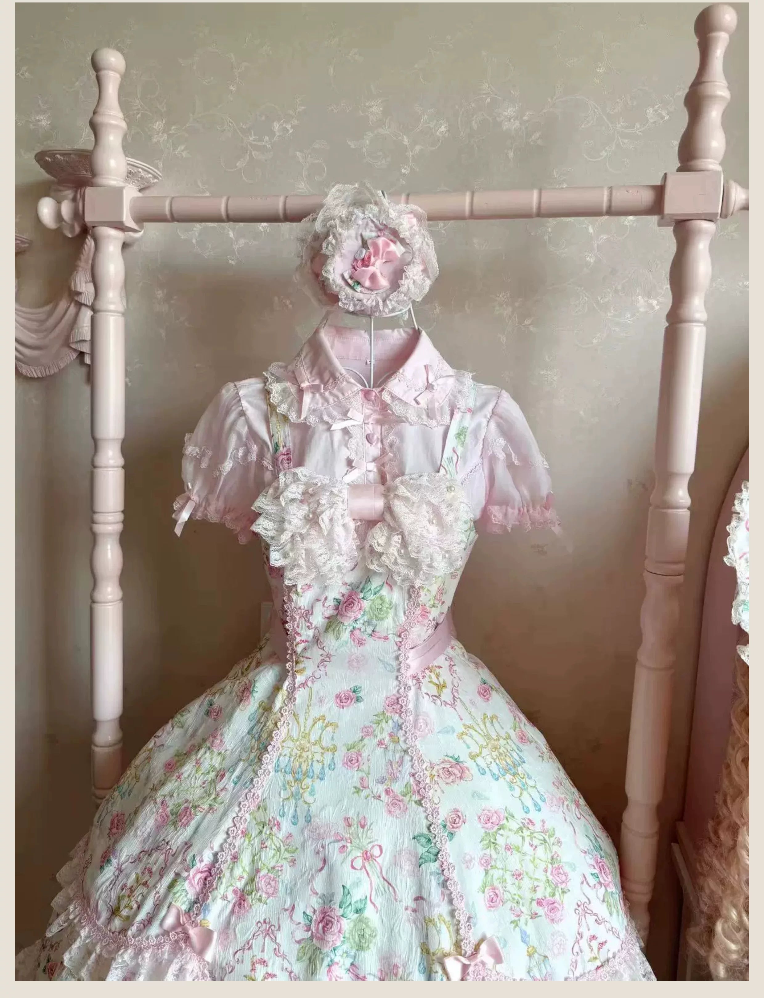 Spring 2025 - Floral Old School Lolita JSK Dress, Lace Trims