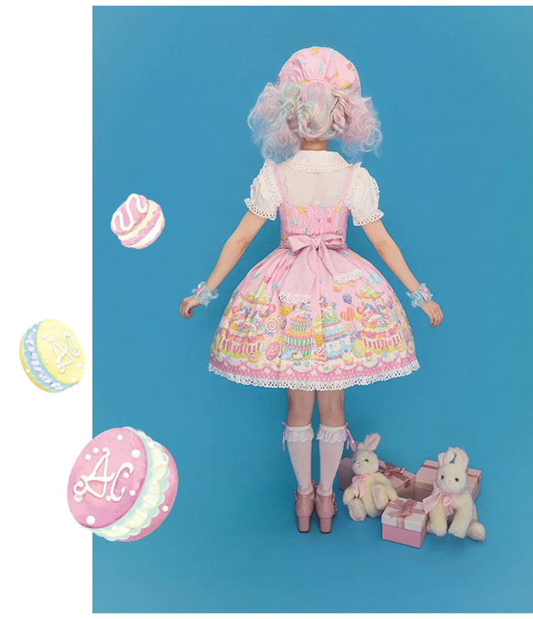 Sweet Dessert Land - Kawaii Lolita OP & JSK Dress Suit, Cake Print 44542:811596