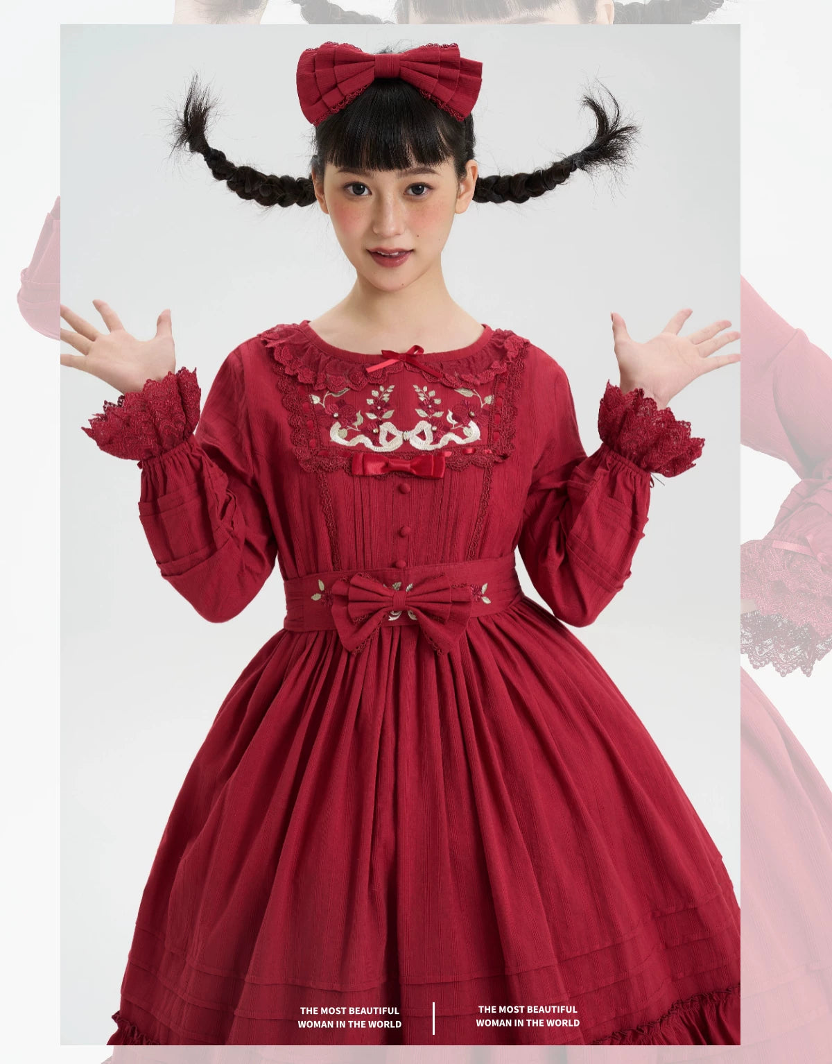 Maiden Nelly - Classic Lolita OP Dress, Embroidered Flowers
