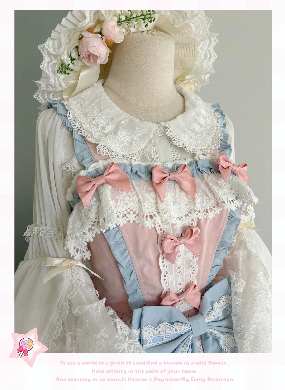 Qianmu - Granulated Sugar - Doll-like Sweet Lolita Lace Blouse, Hime Sleeve 44108:796428