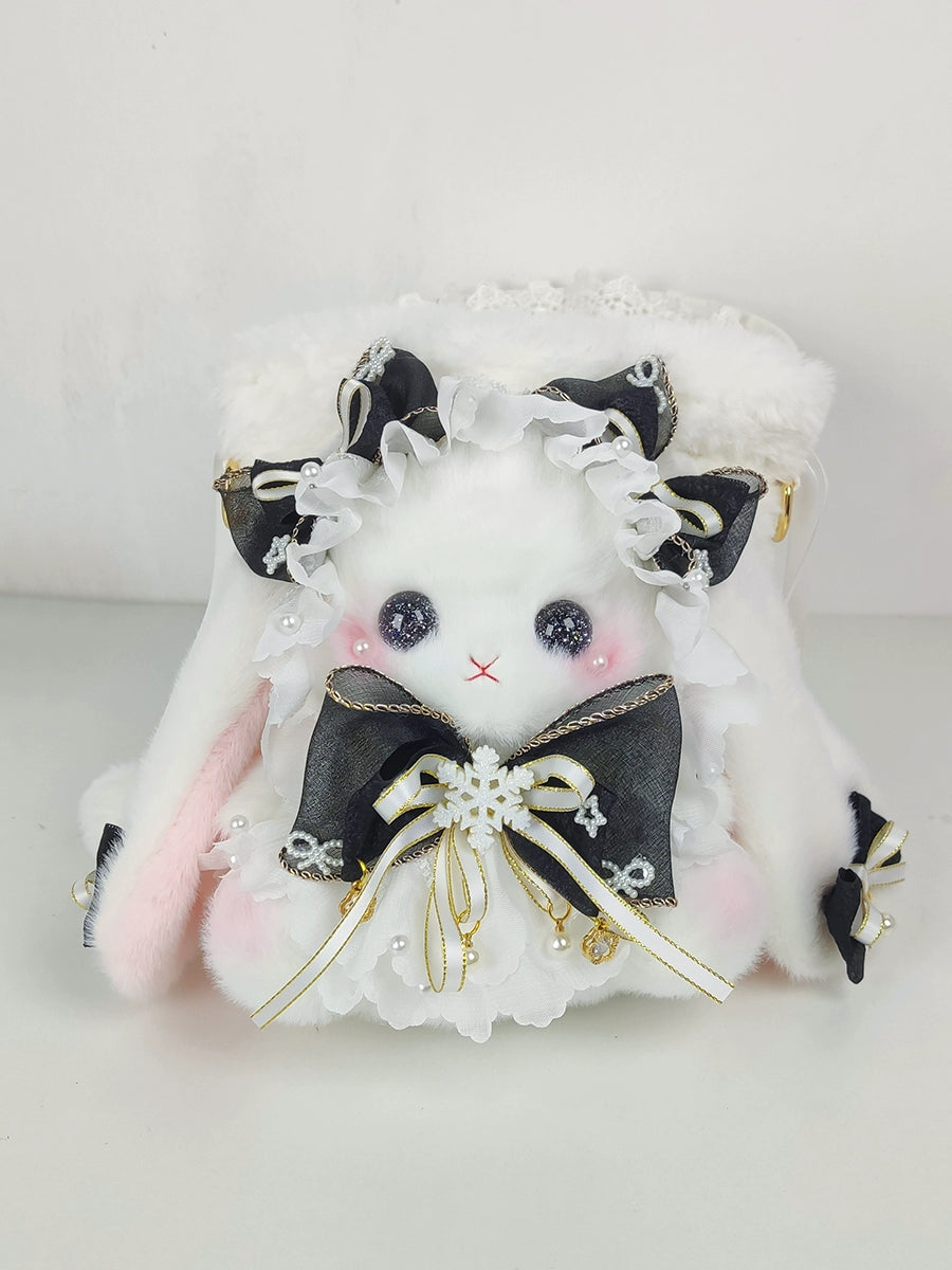 Bear Star~Kawaii Lolita Bag Handmade Bunny Crossbody Shoulders Bags Black Large Crossbody+shoulders bag