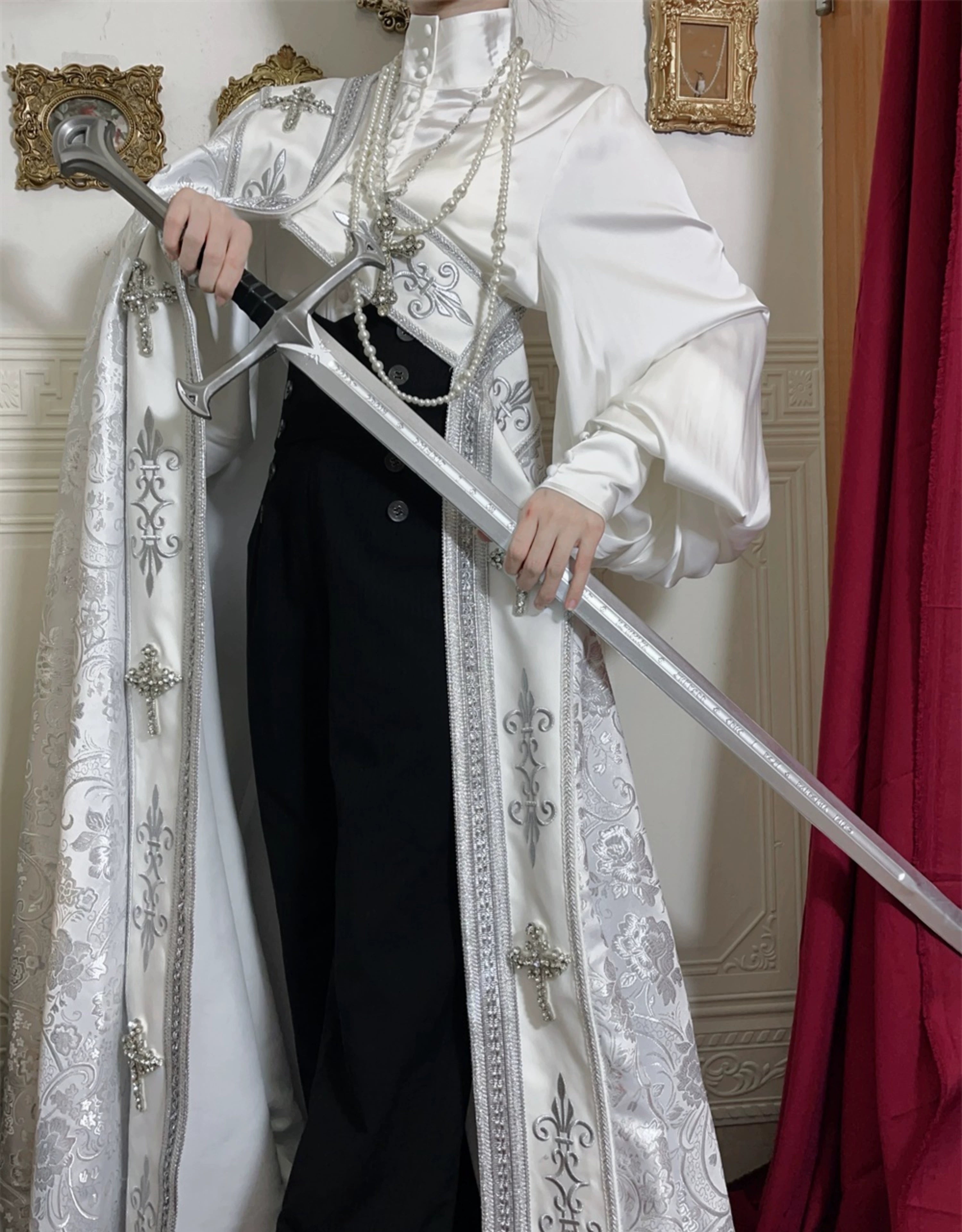 LeMiroir - Moonlit Prayer - Long Nun Lolita Bishop Cape, Cross Details