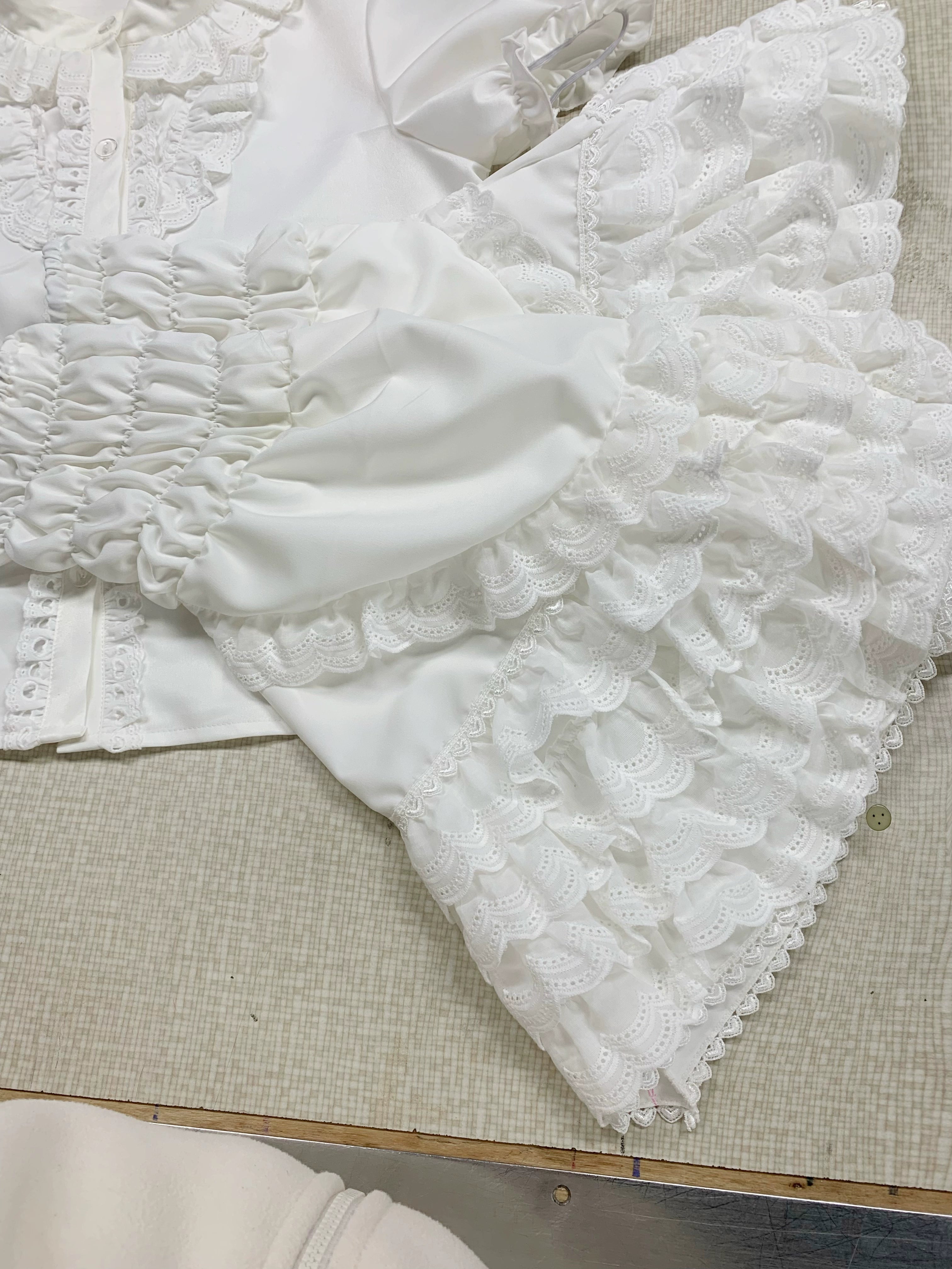 Chubby Cat Diary - Plus Size Cotton Lolita White Blouse, Short Sleeve A pair of detachable princess sleeves only S