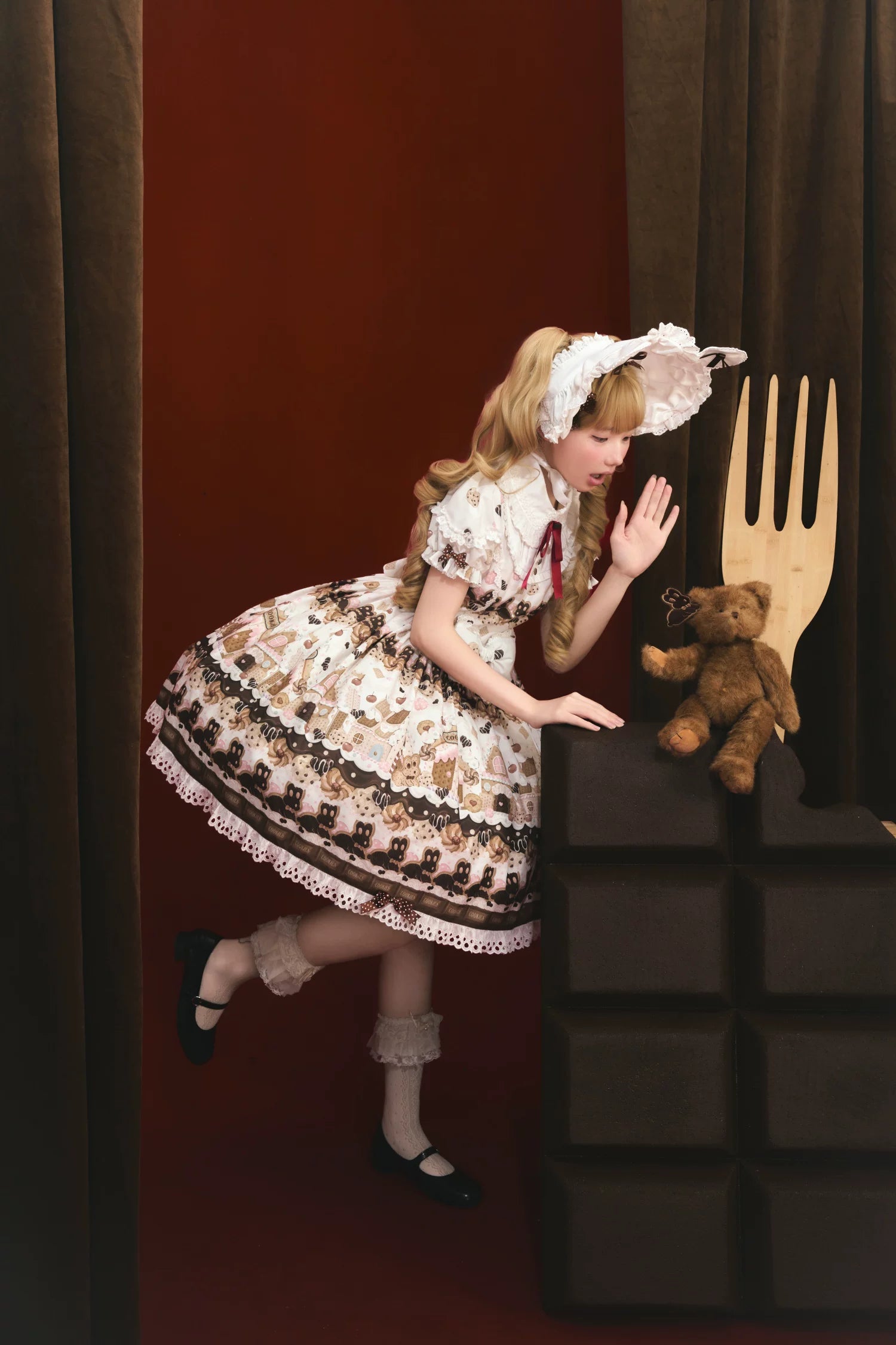 Bunny Gingerbread House - Kawaii Lolita Printed OP Dress with Bows