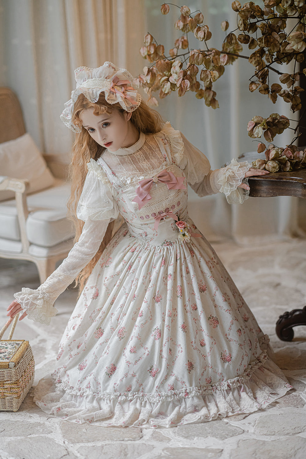 Miss Point~Customized Wood Rose 2.0 Elegant Vintage Jumper Dress 21392:302528